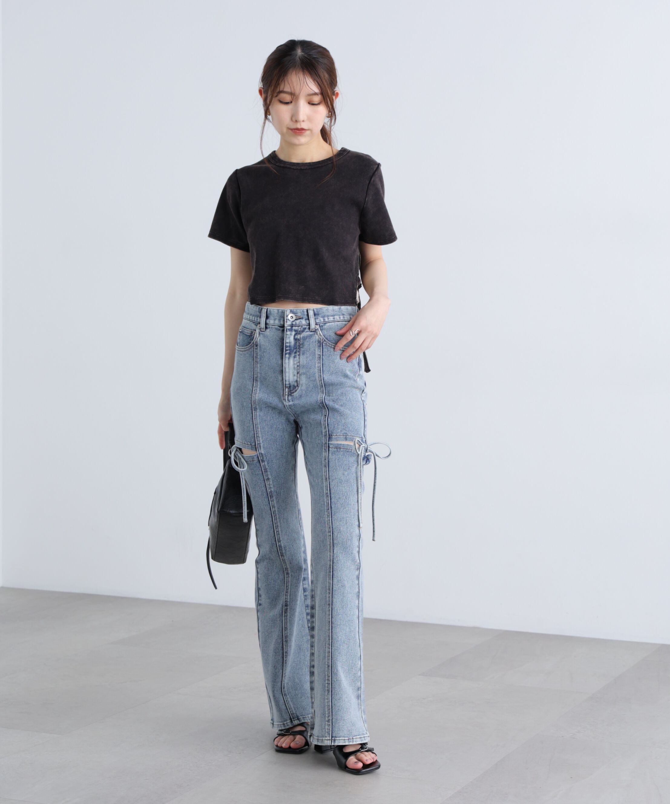  「ヴィンテージ加工サイドベルトＴ」|Tシャツ・カットソー|