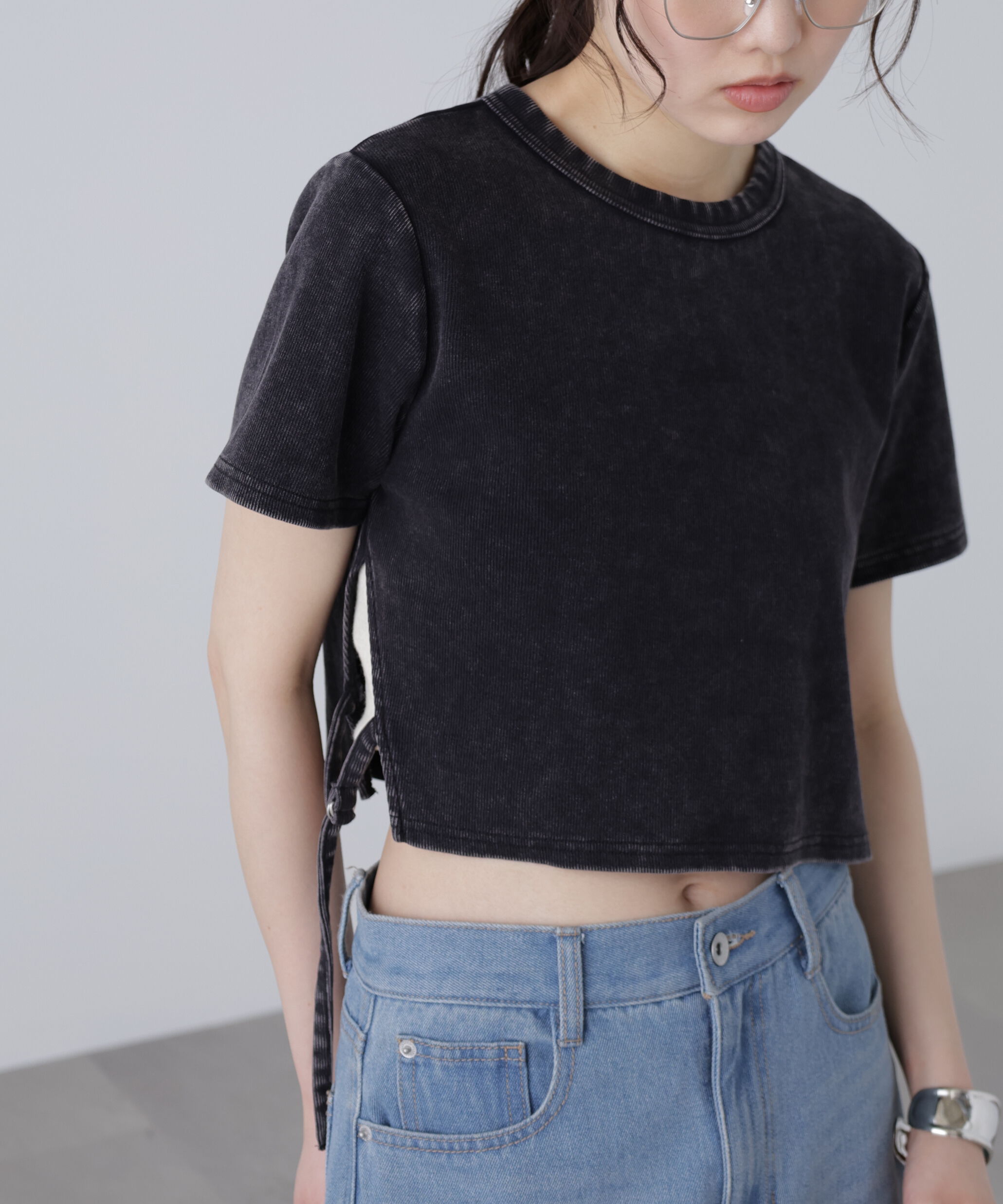  「ヴィンテージ加工サイドベルトＴ」|Tシャツ・カットソー|
