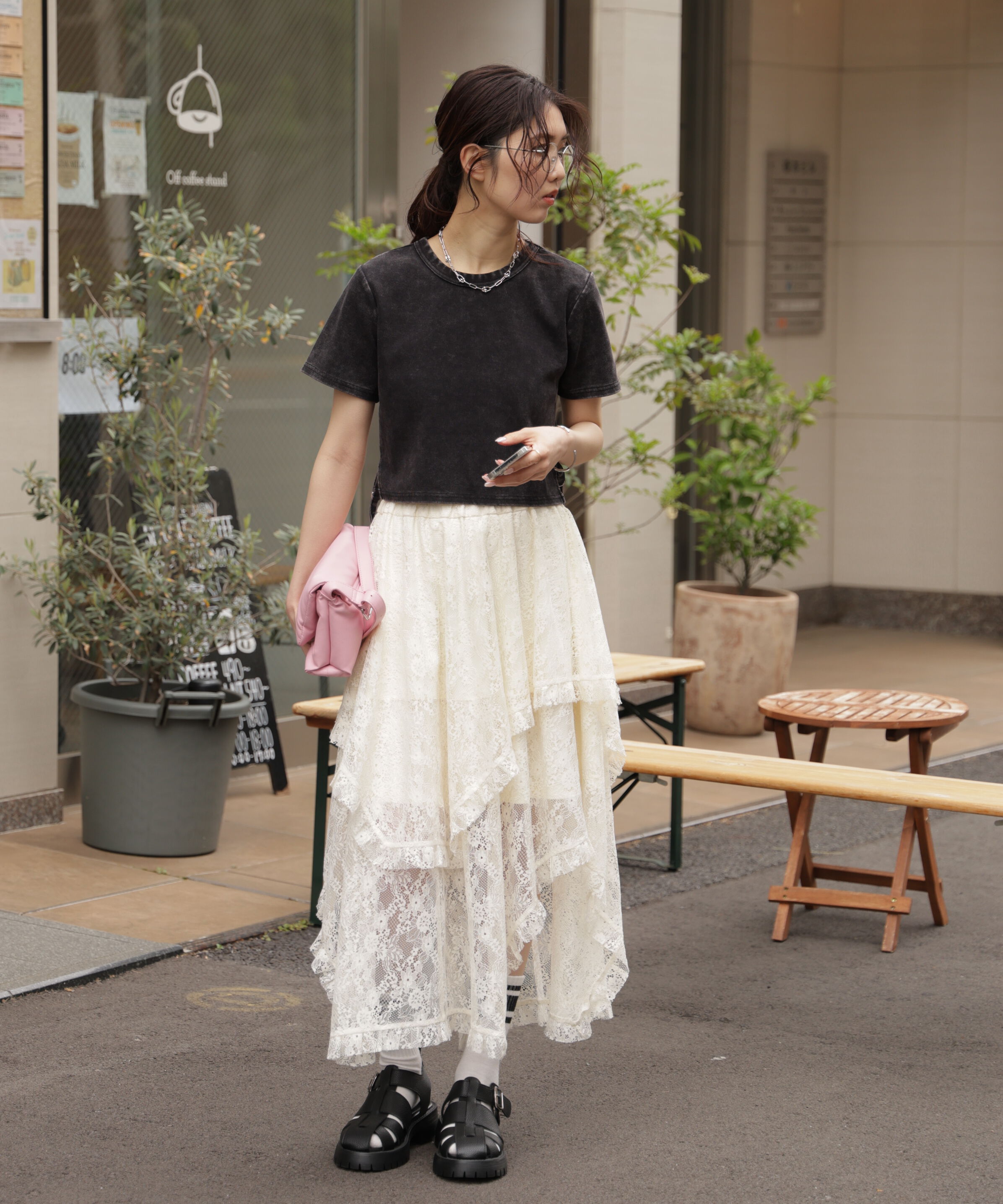  「ヴィンテージ加工サイドベルトＴ」|Tシャツ・カットソー|