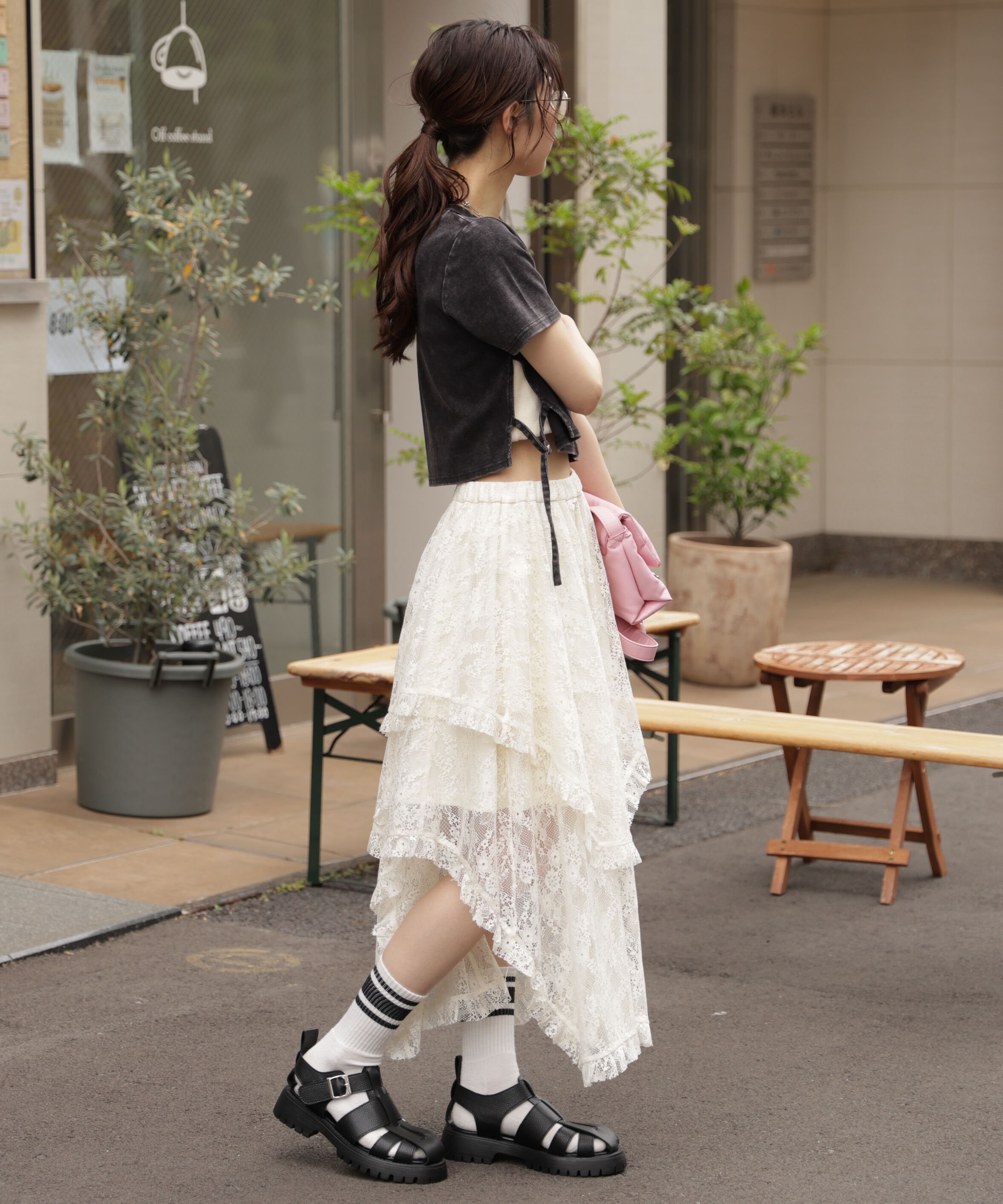  「ヴィンテージ加工サイドベルトＴ」|Tシャツ・カットソー|