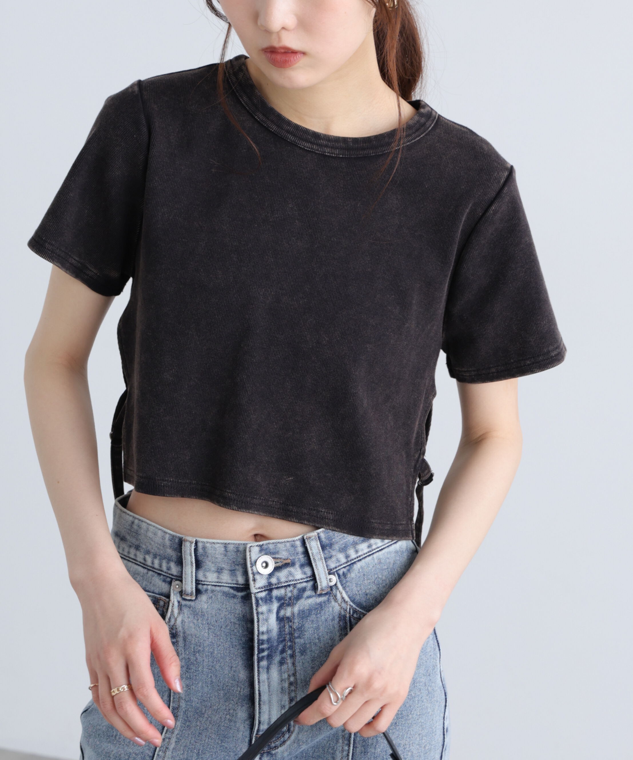  「ヴィンテージ加工サイドベルトＴ」|Tシャツ・カットソー|