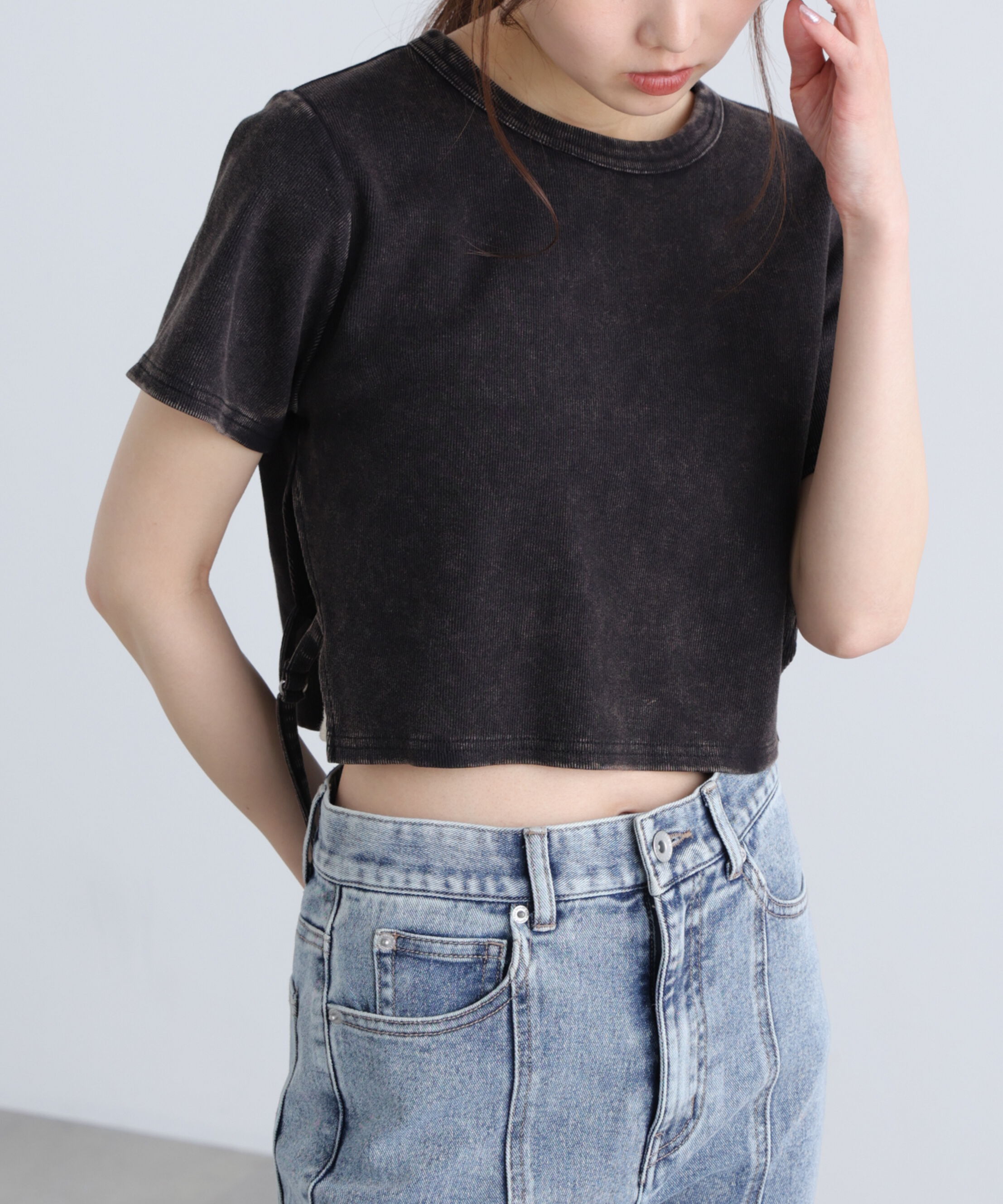  「ヴィンテージ加工サイドベルトＴ」|Tシャツ・カットソー|