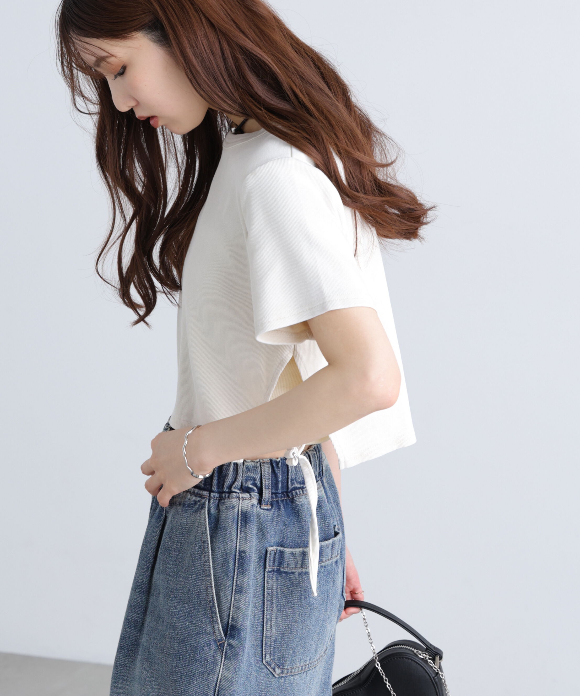  「ヴィンテージ加工サイドベルトＴ」|Tシャツ・カットソー|