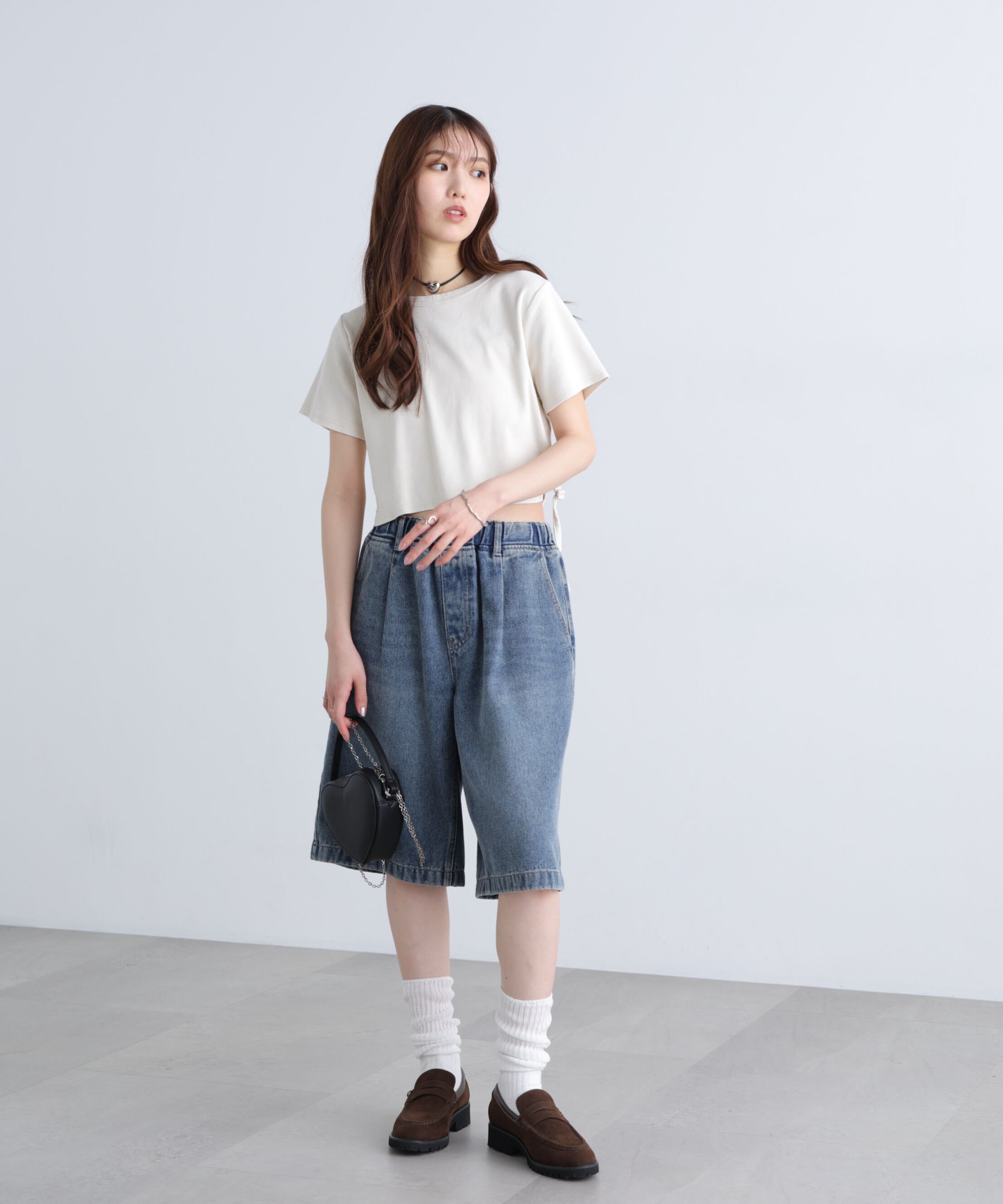  「ヴィンテージ加工サイドベルトＴ」|Tシャツ・カットソー|