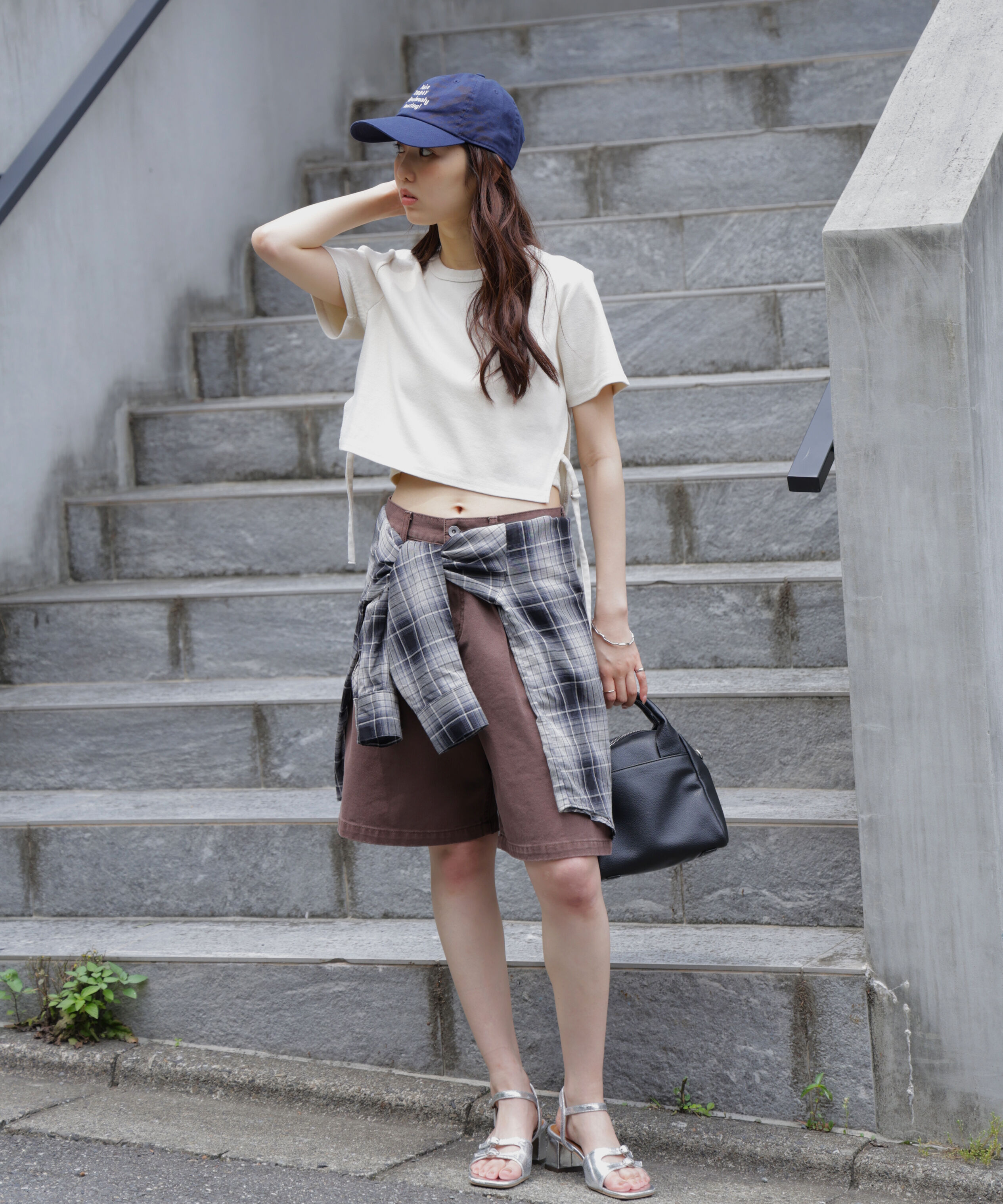  「ヴィンテージ加工サイドベルトＴ」|Tシャツ・カットソー|