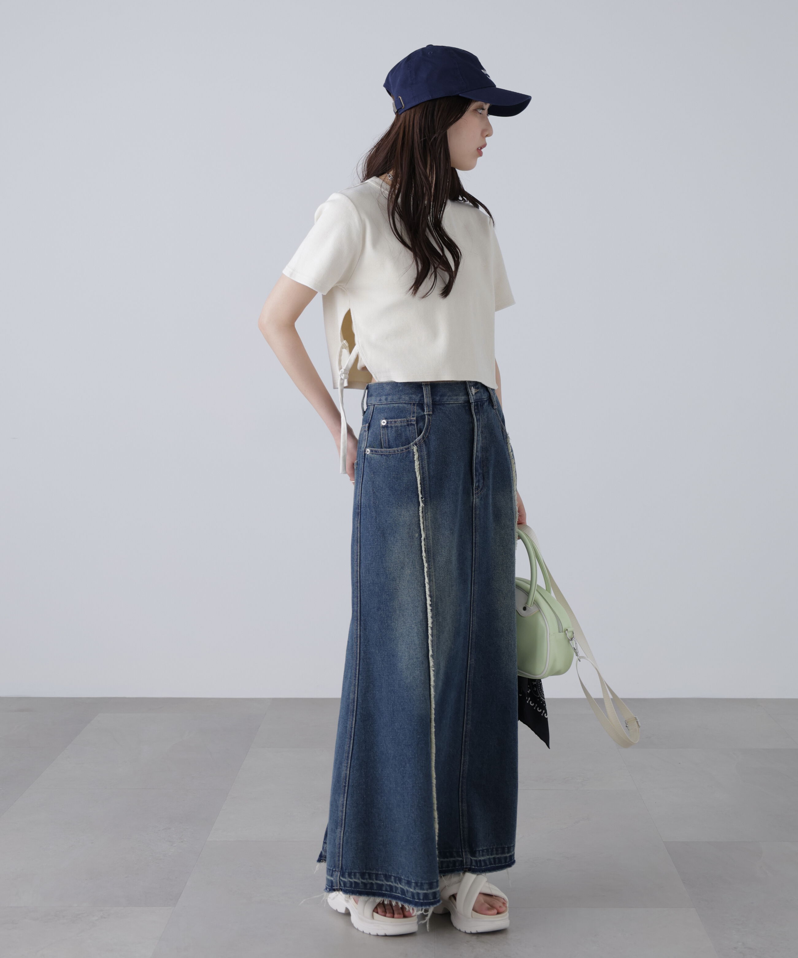  「ヴィンテージ加工サイドベルトＴ」|Tシャツ・カットソー|