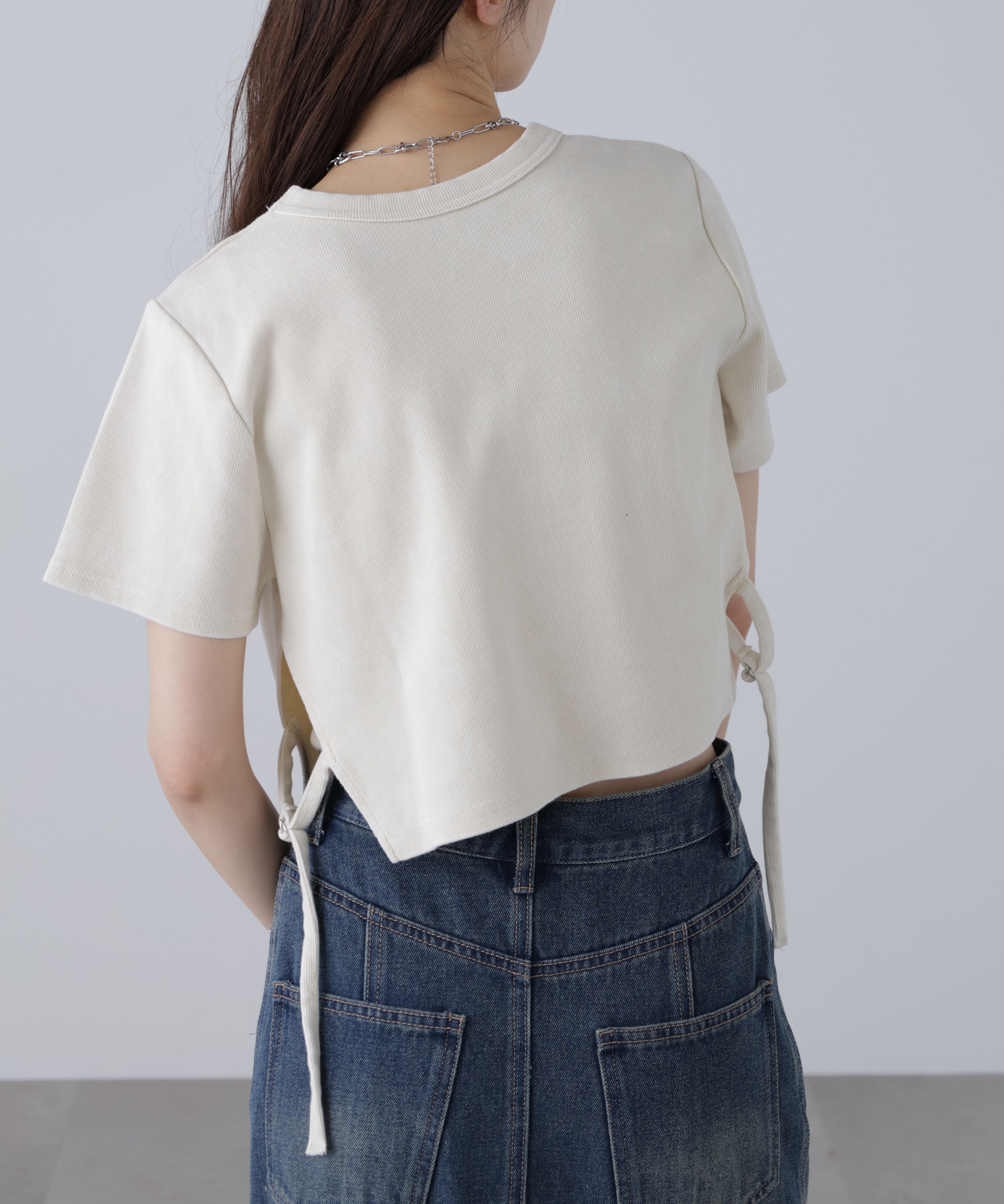  「ヴィンテージ加工サイドベルトＴ」|Tシャツ・カットソー|