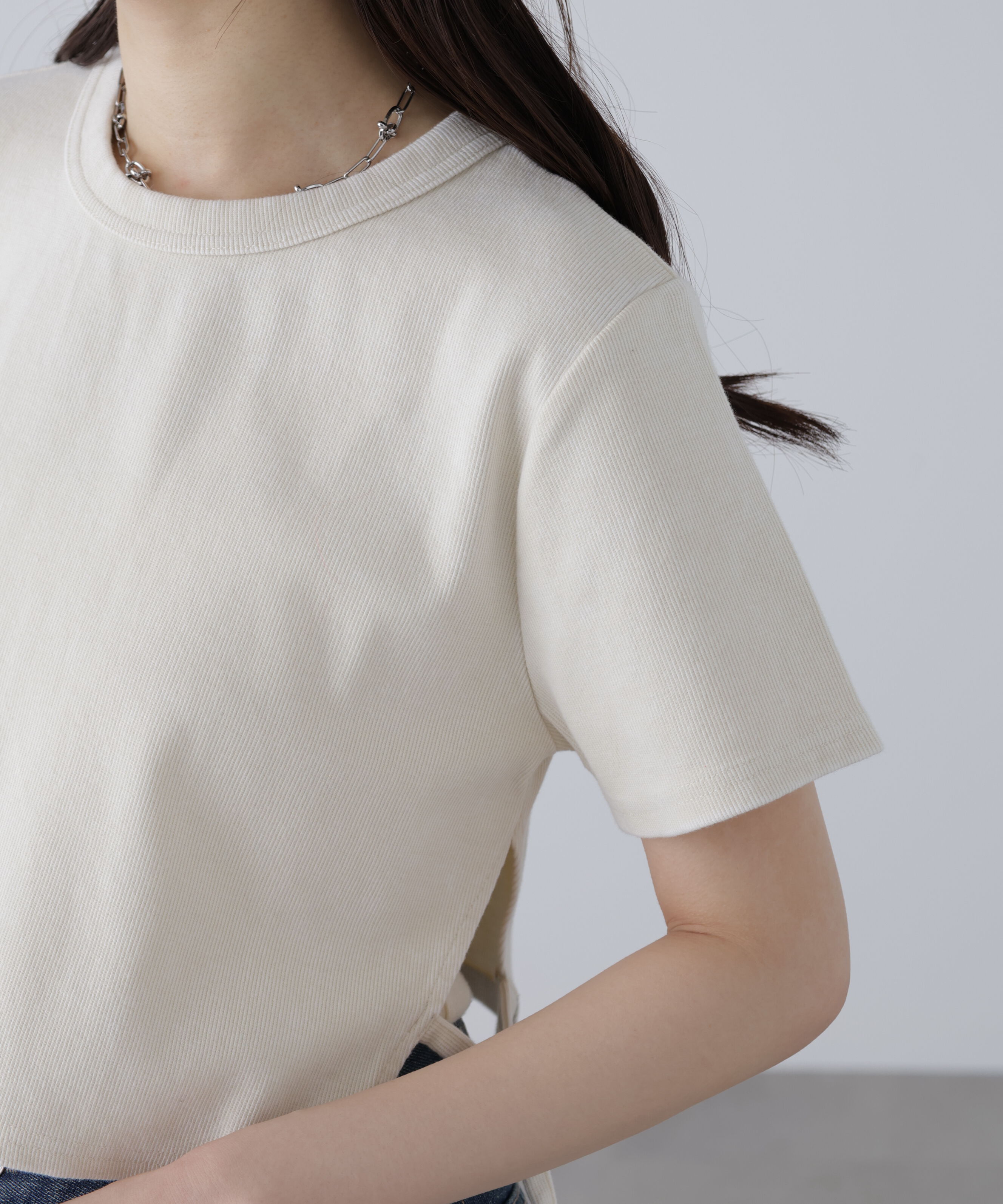  「ヴィンテージ加工サイドベルトＴ」|Tシャツ・カットソー|