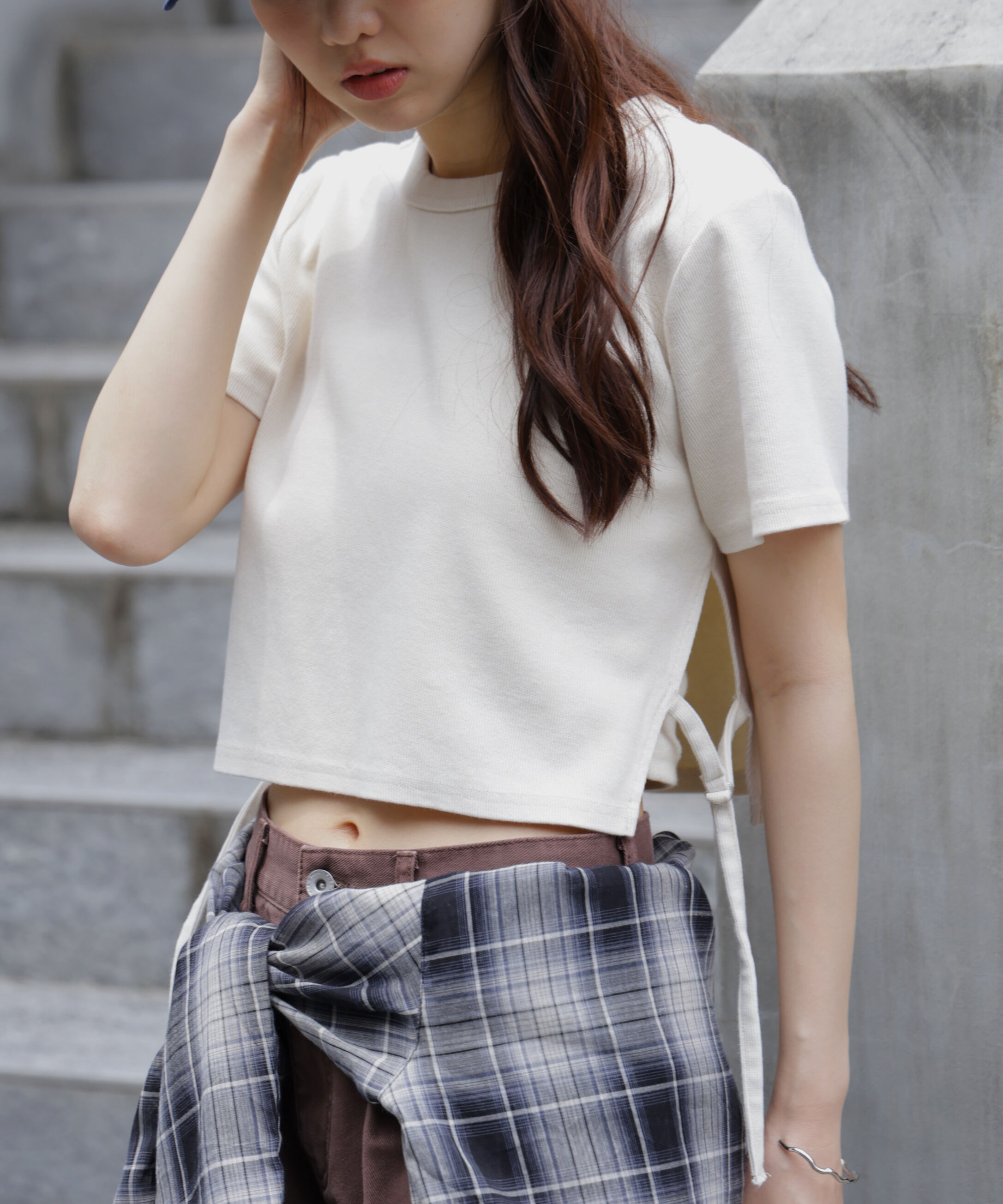  「ヴィンテージ加工サイドベルトＴ」|Tシャツ・カットソー|