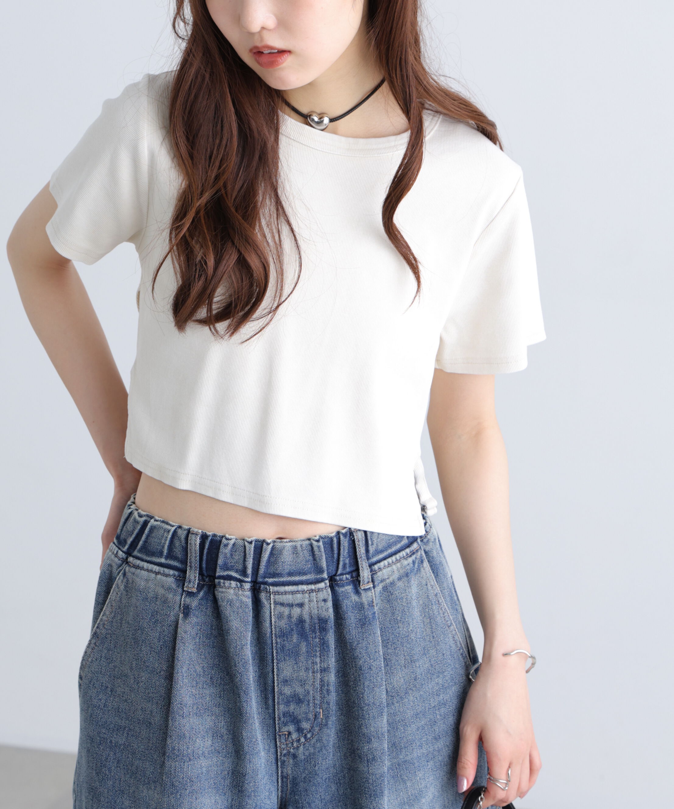  「ヴィンテージ加工サイドベルトＴ」|Tシャツ・カットソー|