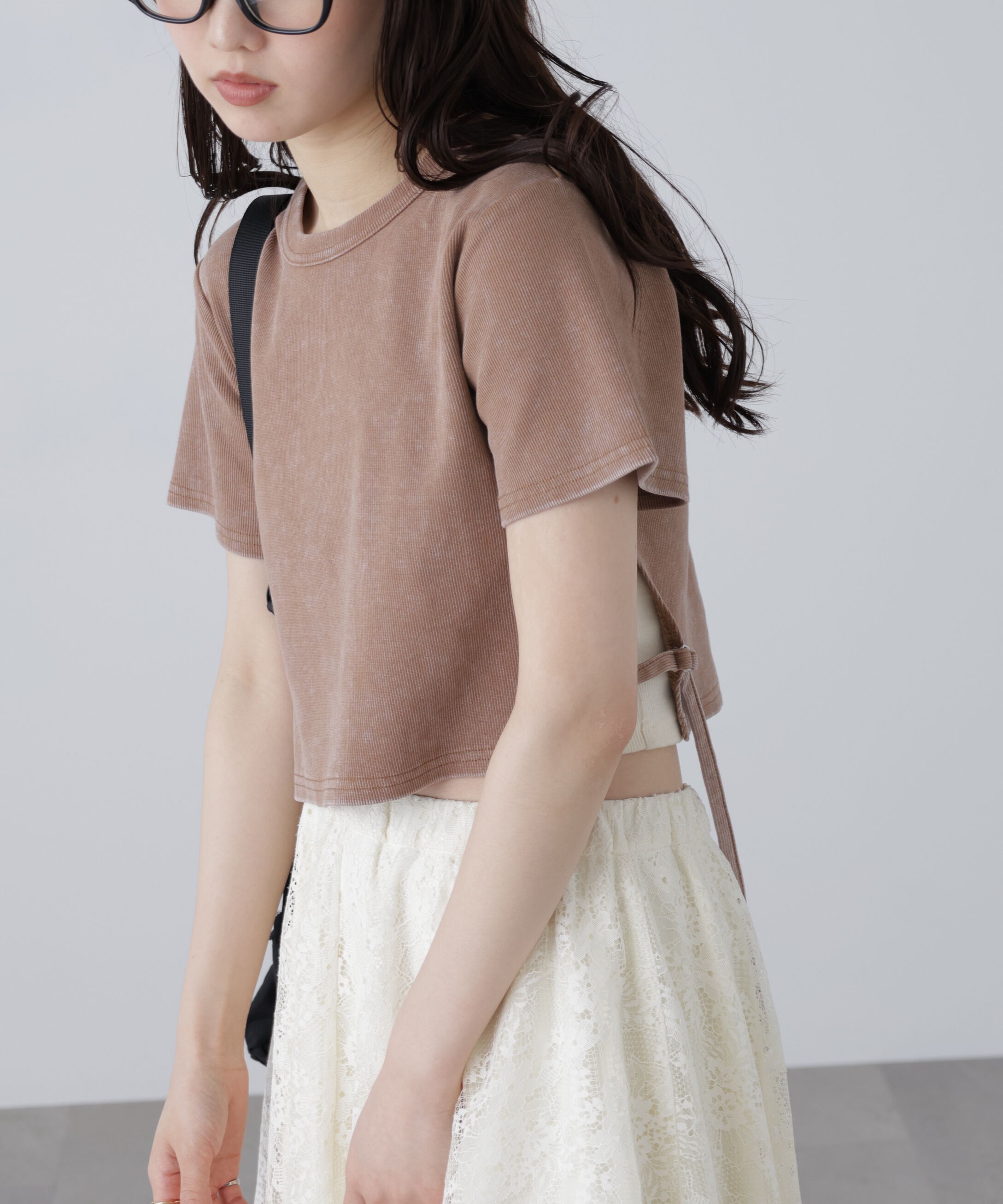  「ヴィンテージ加工サイドベルトＴ」|Tシャツ・カットソー|