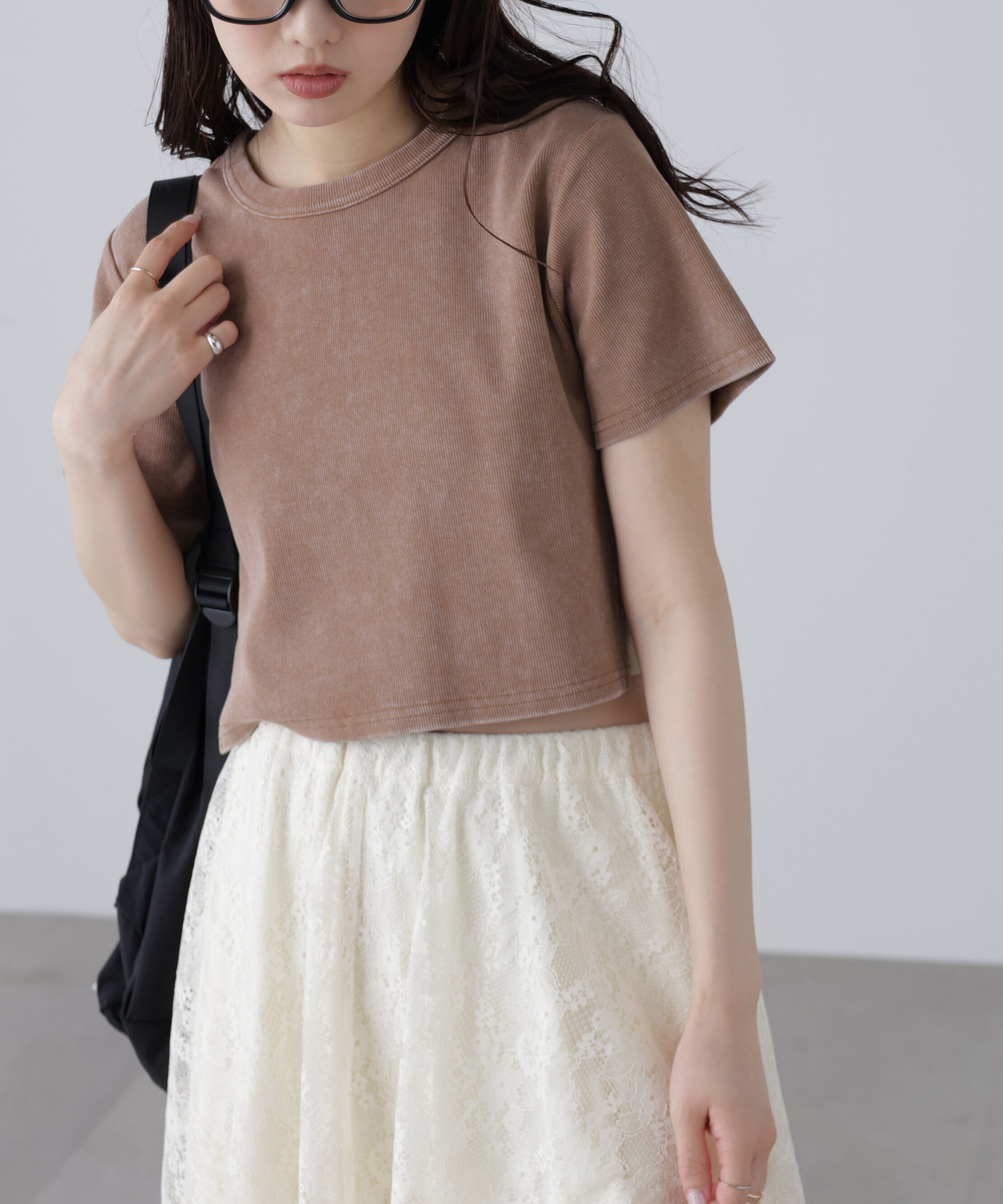  「ヴィンテージ加工サイドベルトＴ」|Tシャツ・カットソー|