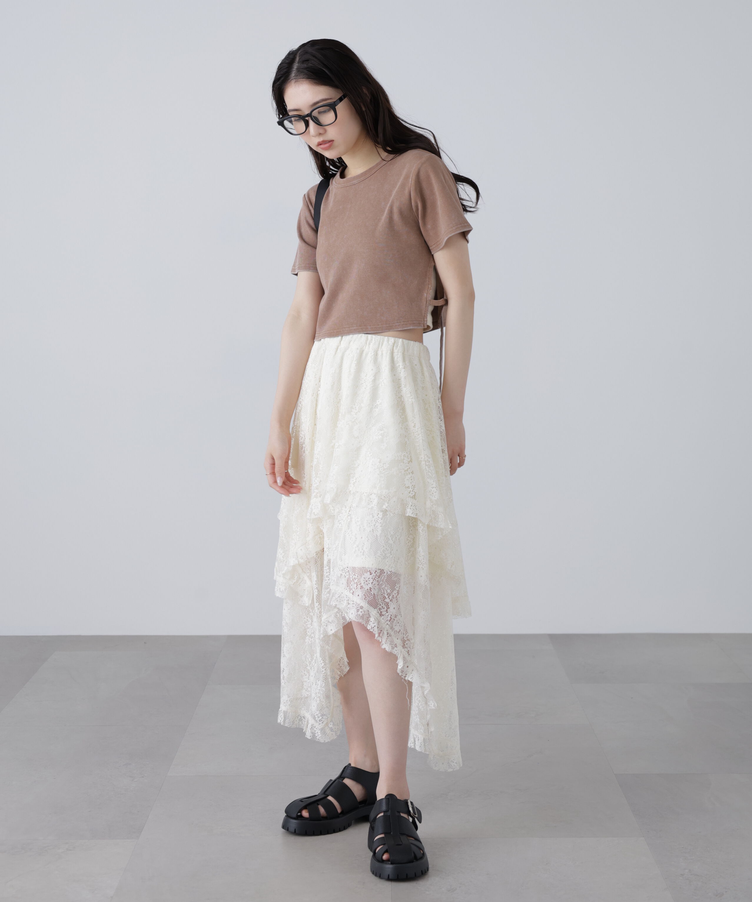  「ヴィンテージ加工サイドベルトＴ」|Tシャツ・カットソー|