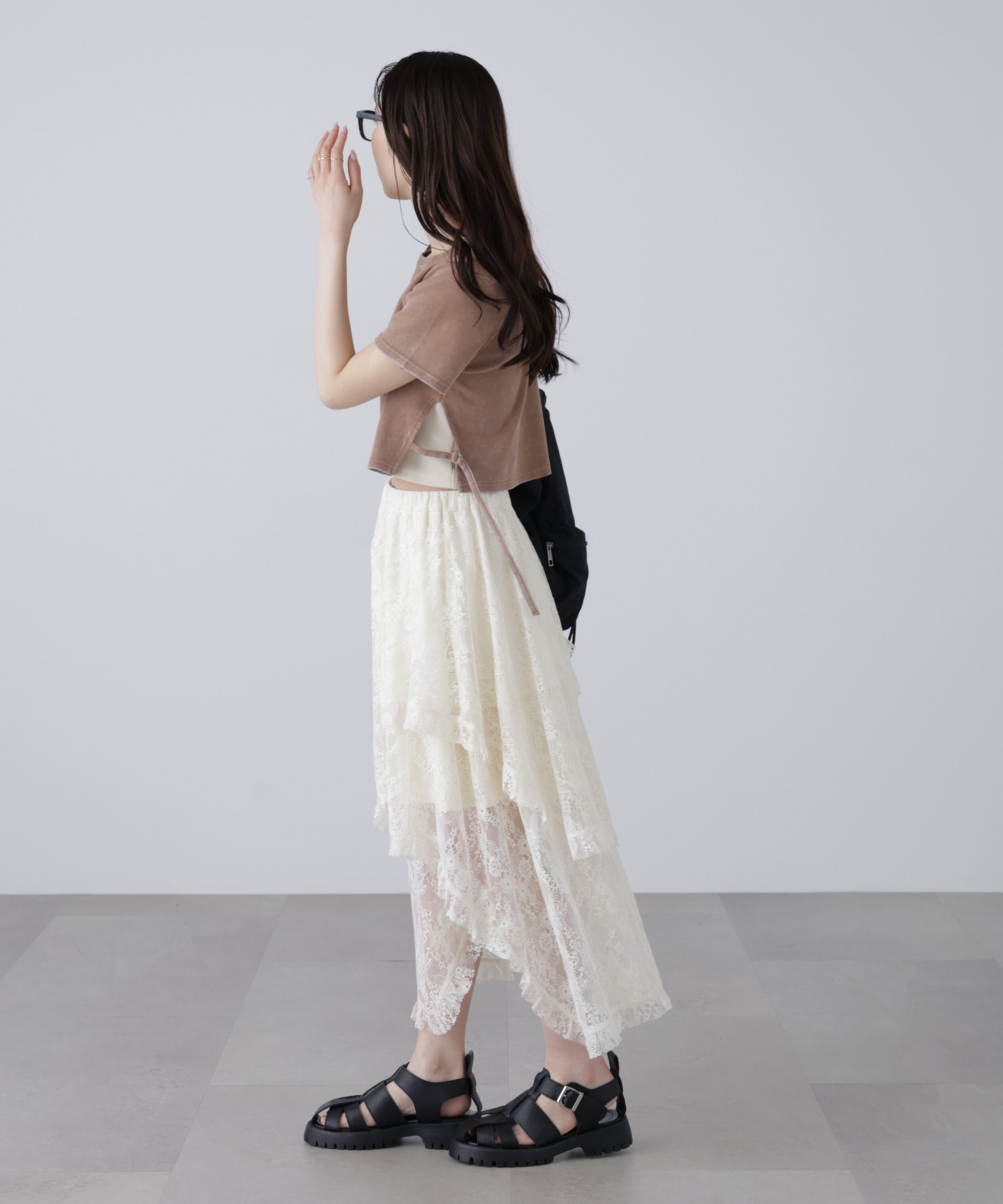  「ヴィンテージ加工サイドベルトＴ」|Tシャツ・カットソー|