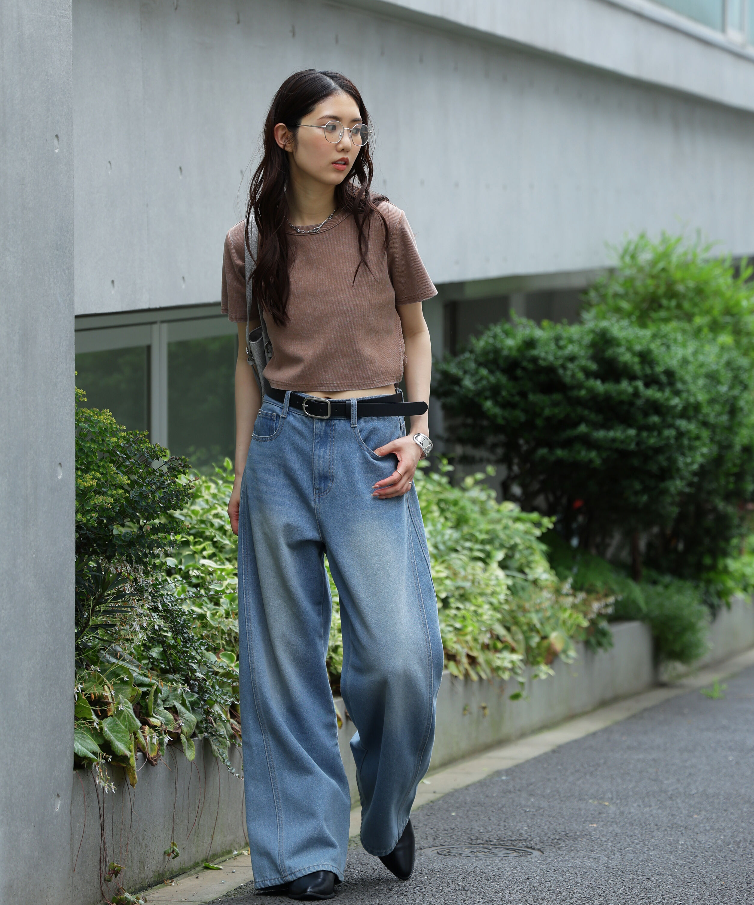  「ヴィンテージ加工サイドベルトＴ」|Tシャツ・カットソー|