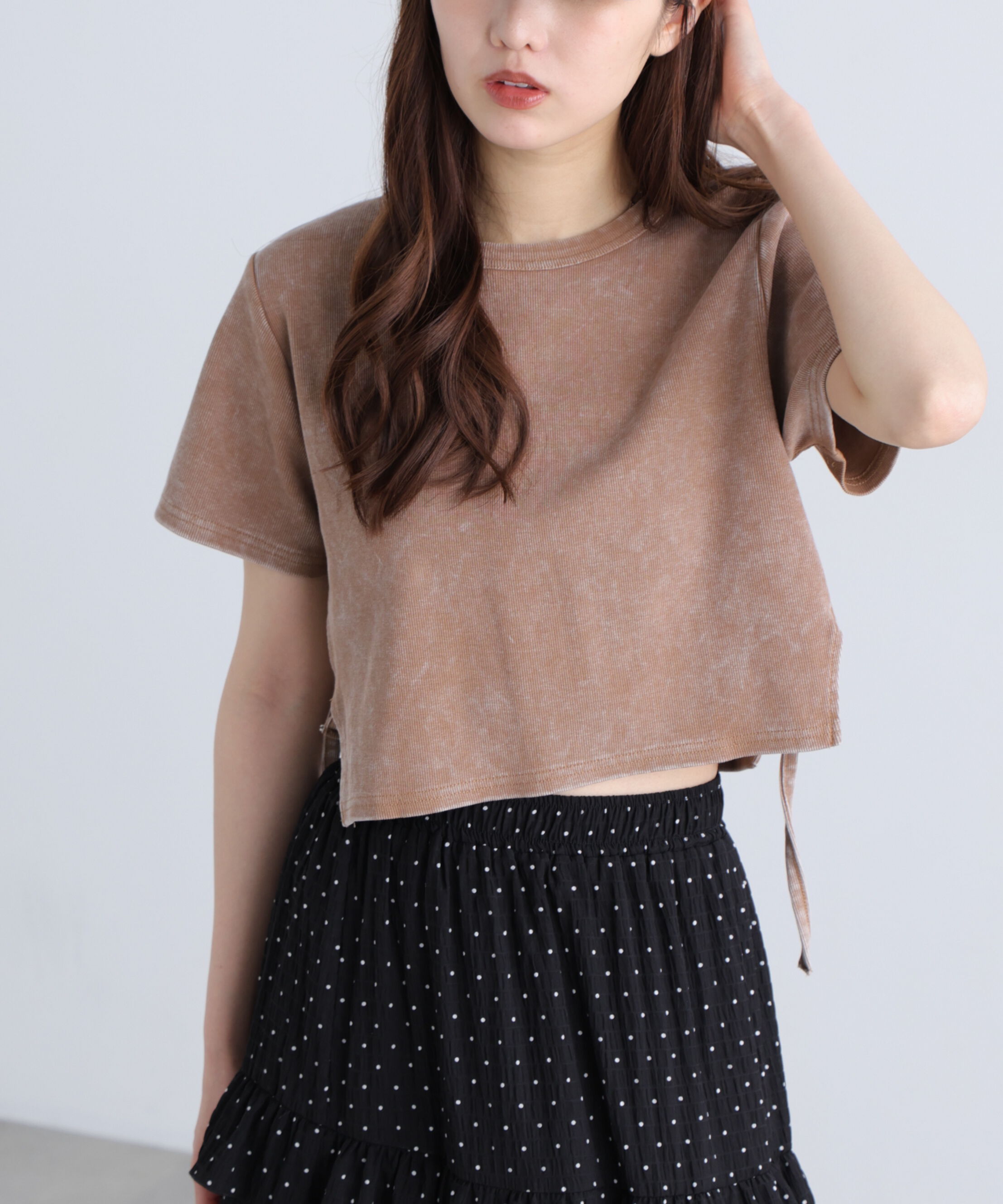  「ヴィンテージ加工サイドベルトＴ」|Tシャツ・カットソー|