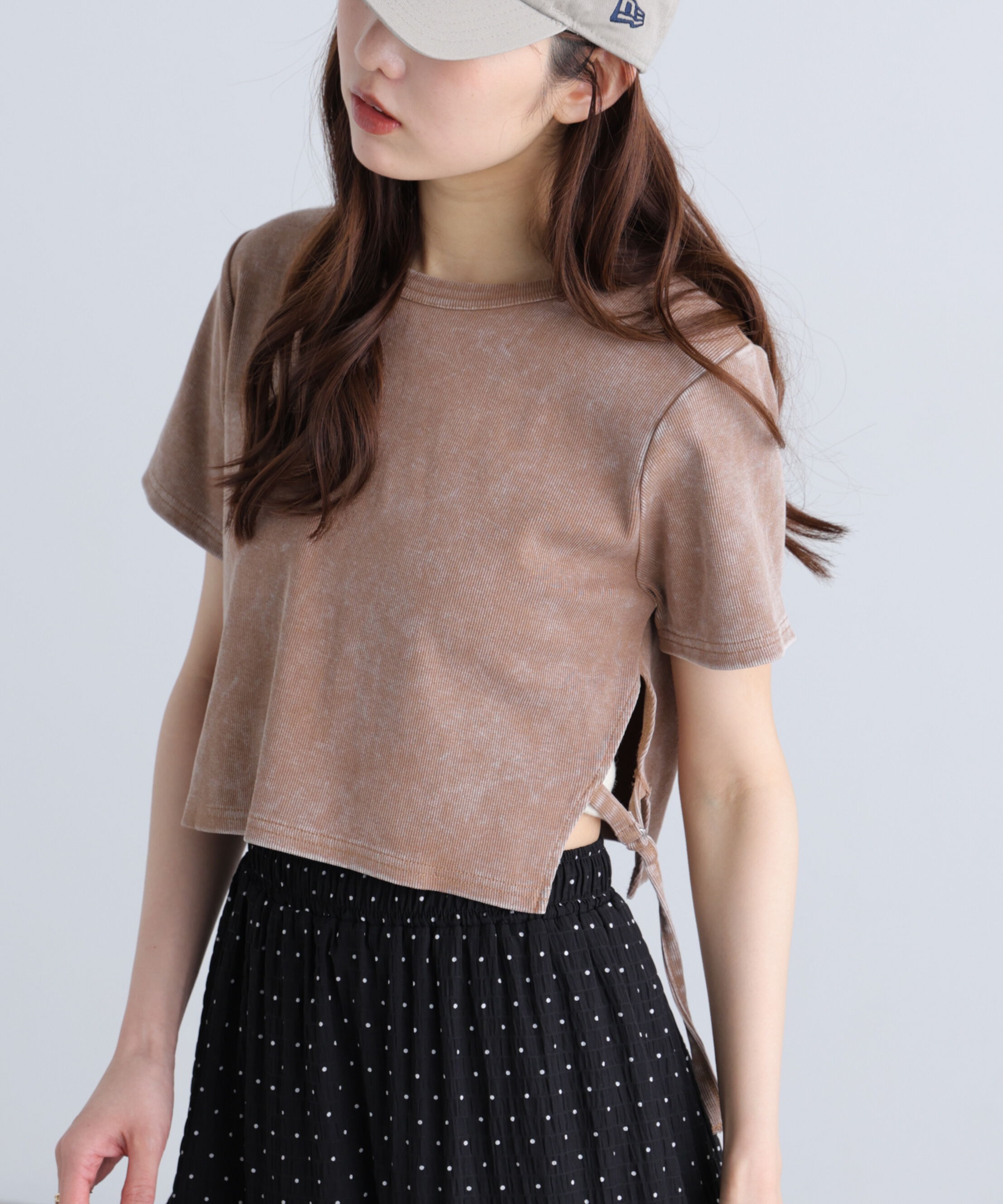  「ヴィンテージ加工サイドベルトＴ」|Tシャツ・カットソー|