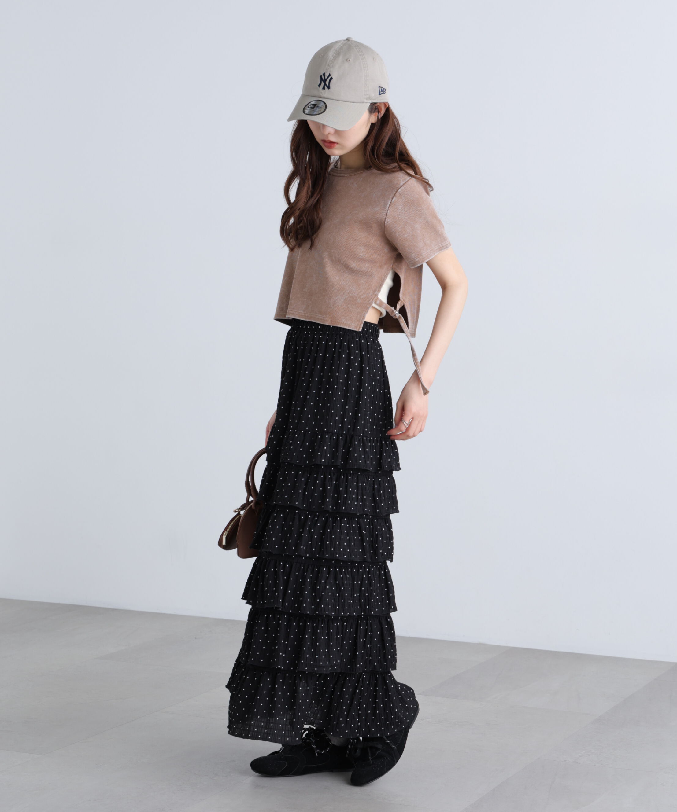  「ヴィンテージ加工サイドベルトＴ」|Tシャツ・カットソー|