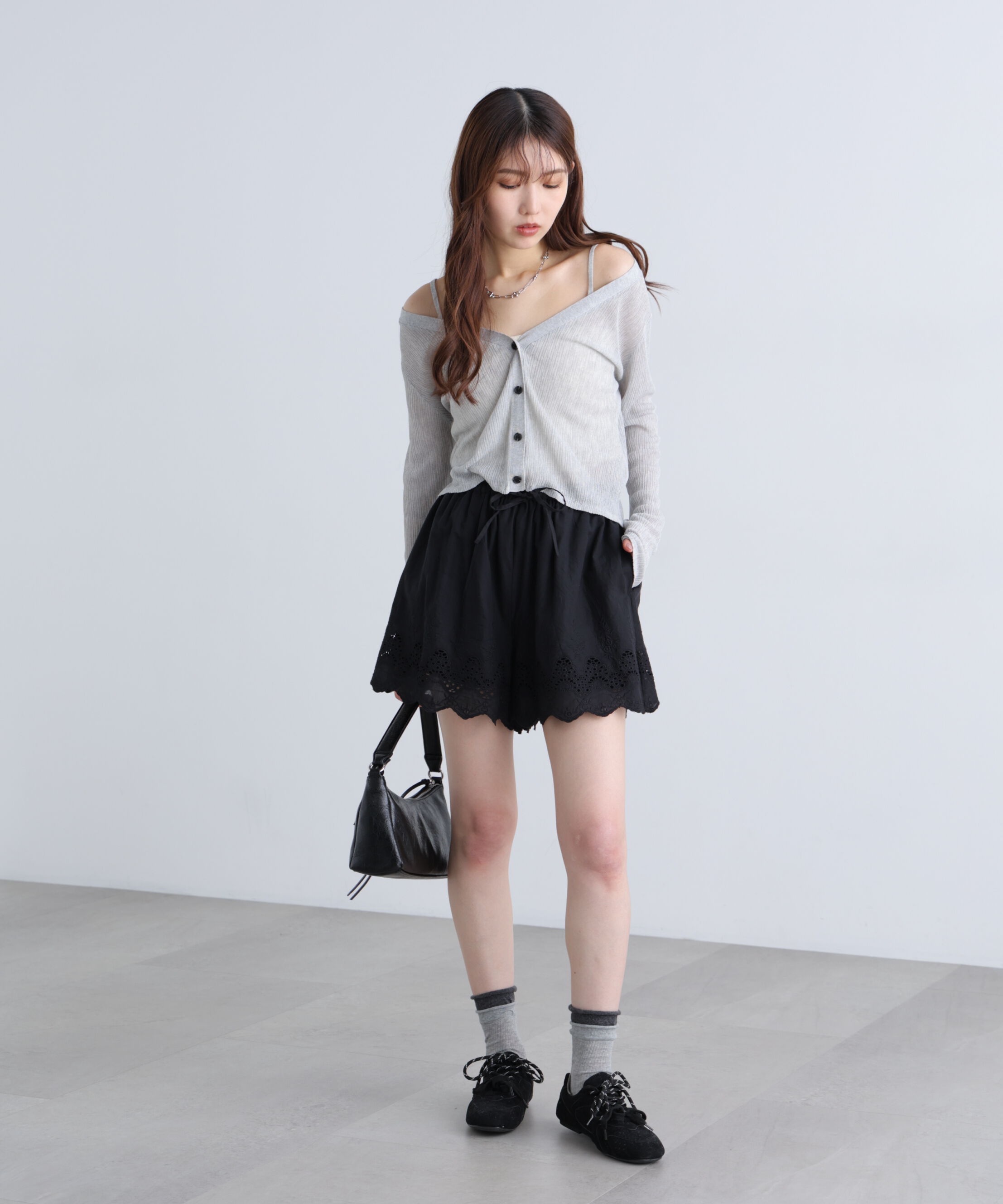  「オフショル前後2wayシアーカーディガン」|ニット・セーター|