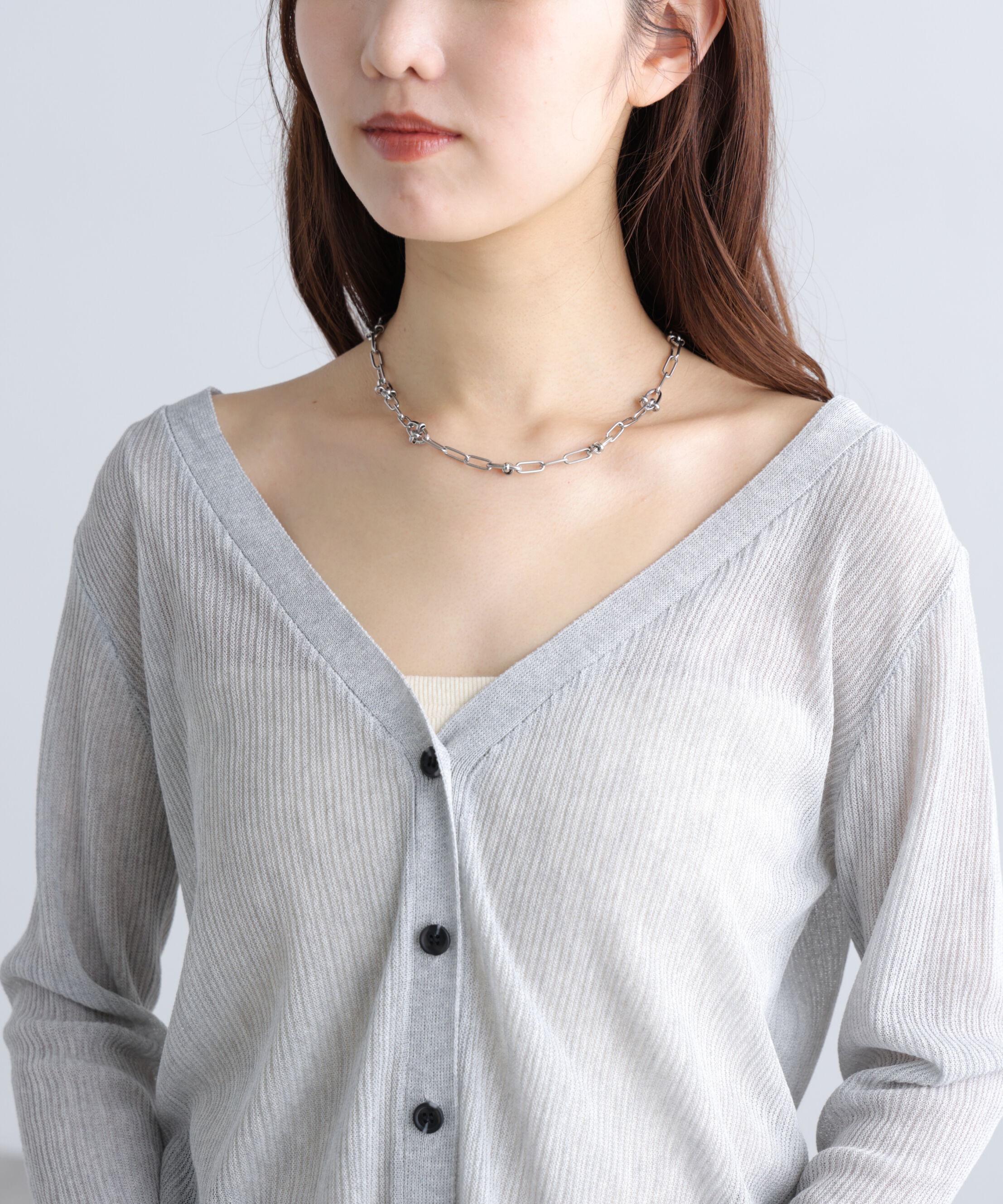  「オフショル前後2wayシアーカーディガン」|ニット・セーター|