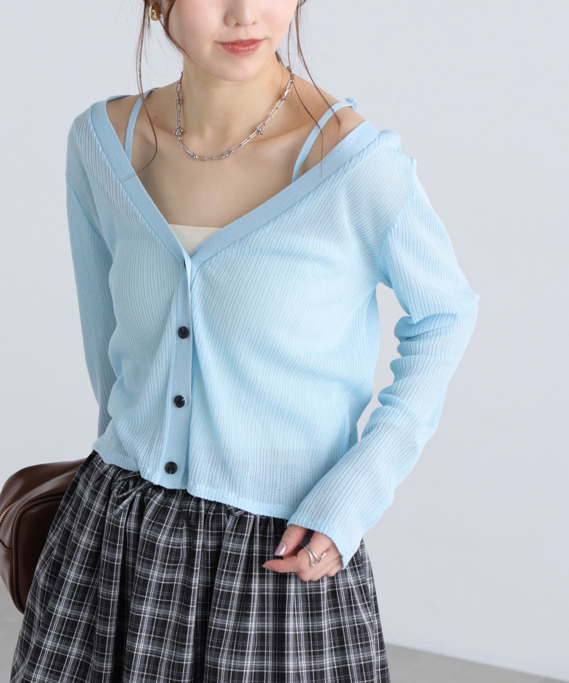  「オフショル前後2wayシアーカーディガン」|ニット・セーター|