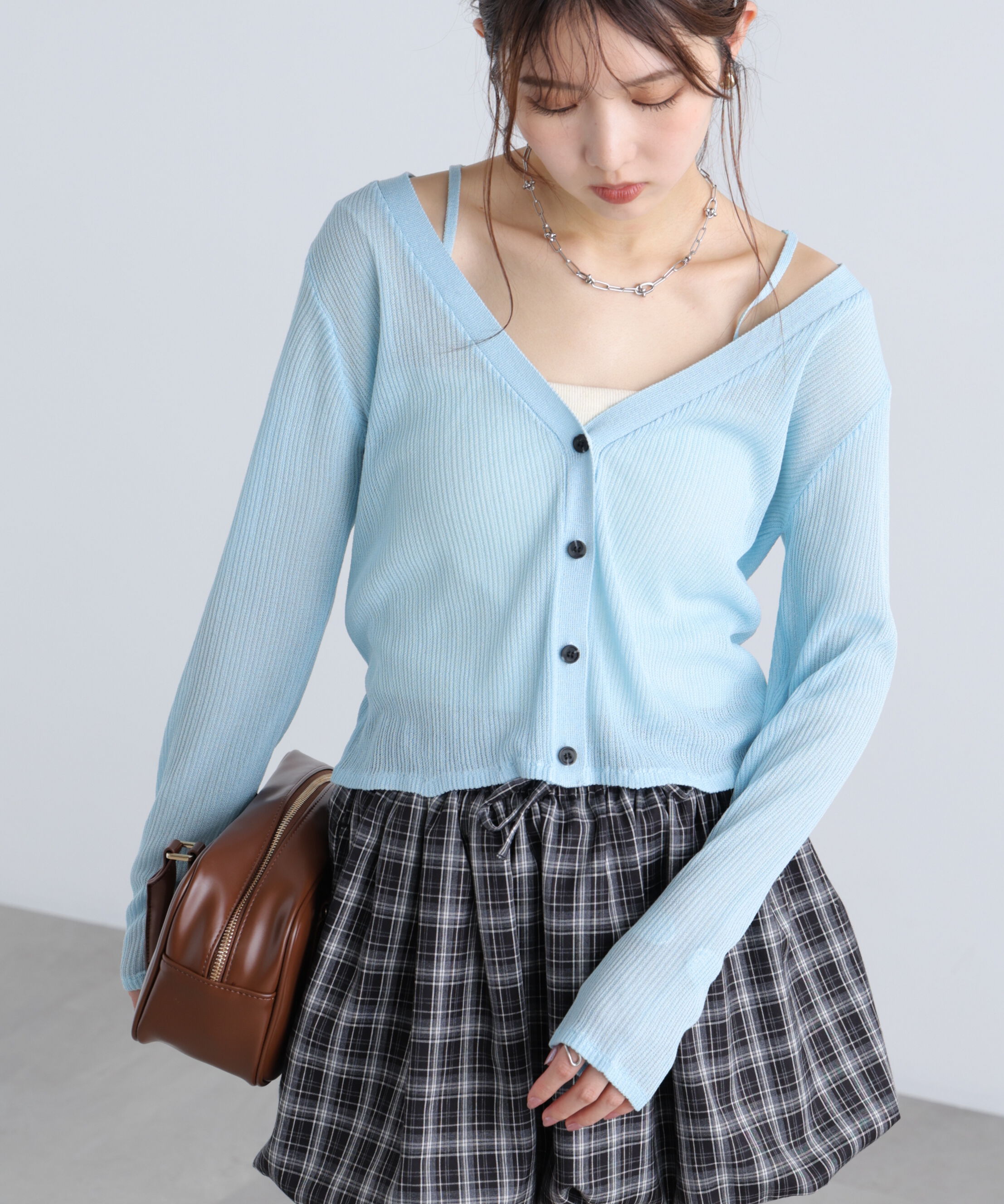  「オフショル前後2wayシアーカーディガン」|ニット・セーター|