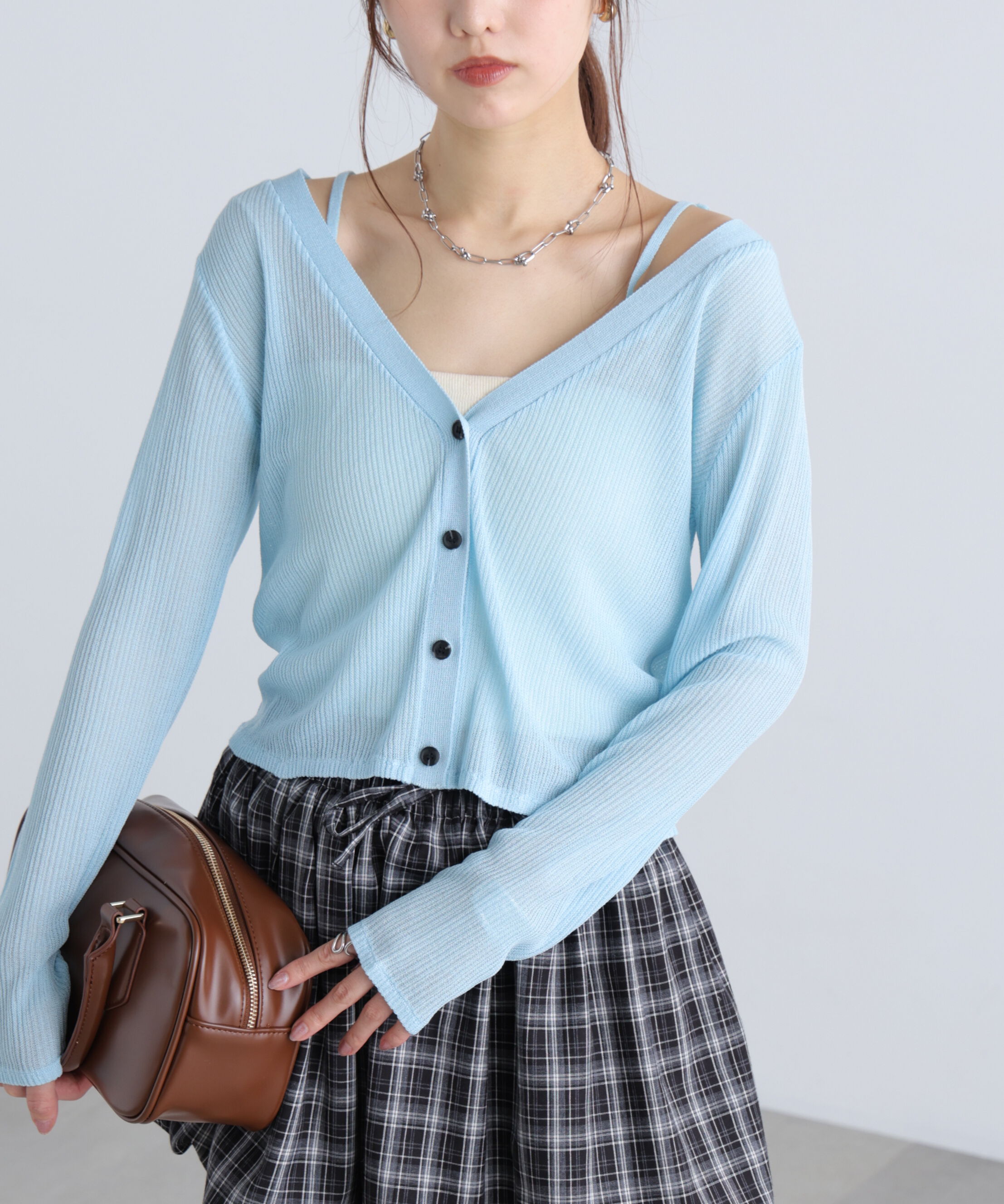  「オフショル前後2wayシアーカーディガン」|ニット・セーター|