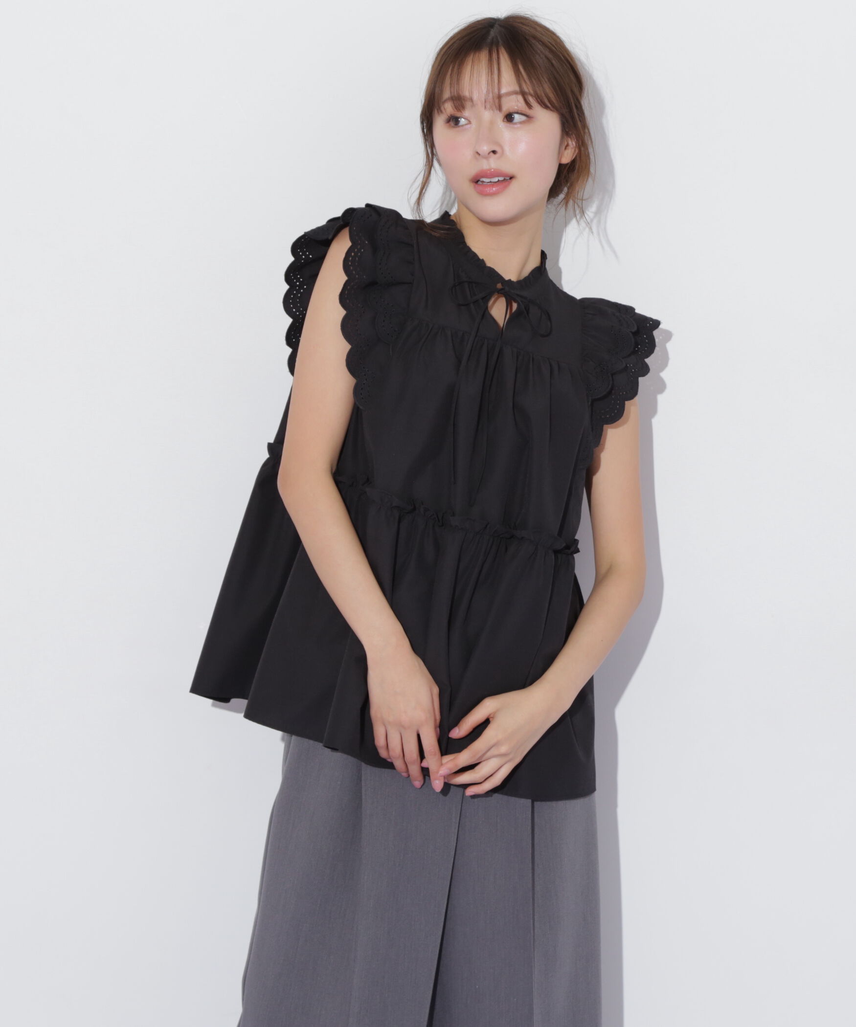  「カットワークティアードチュニック」|シャツ・ブラウス|
