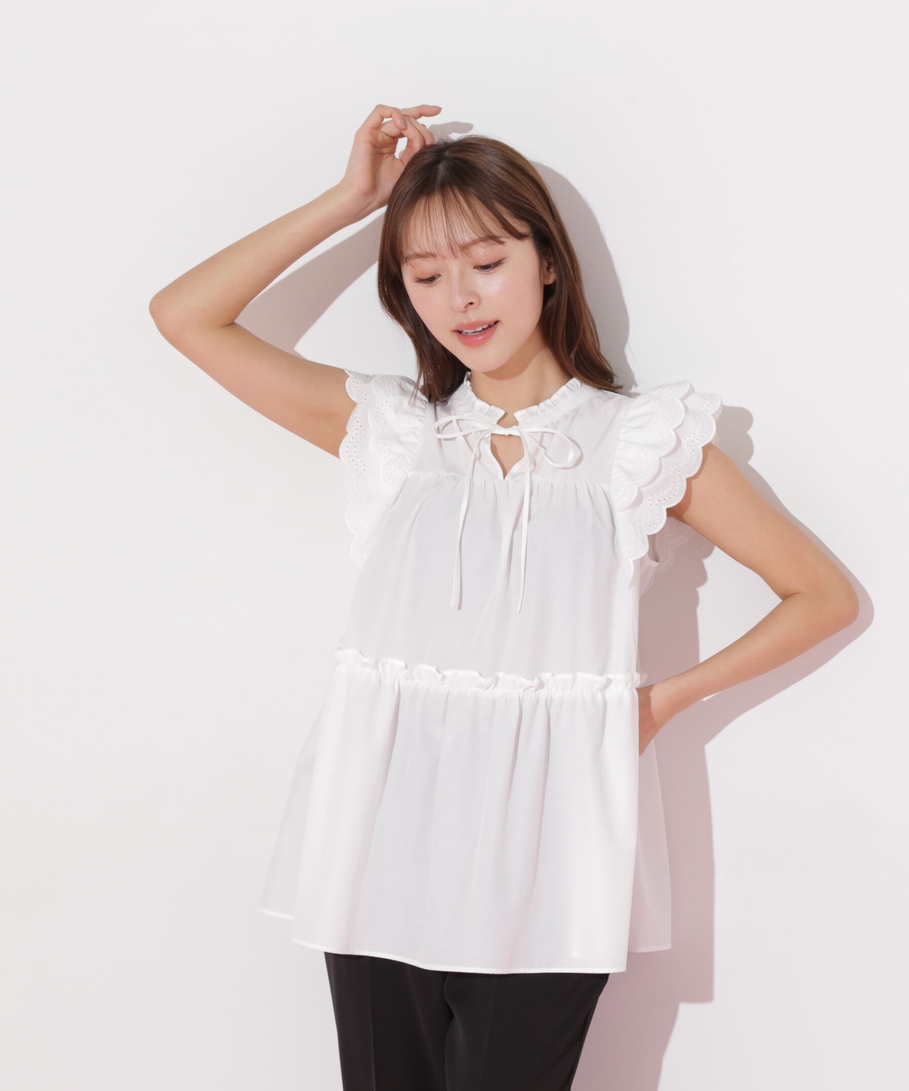  「カットワークティアードチュニック」|シャツ・ブラウス|