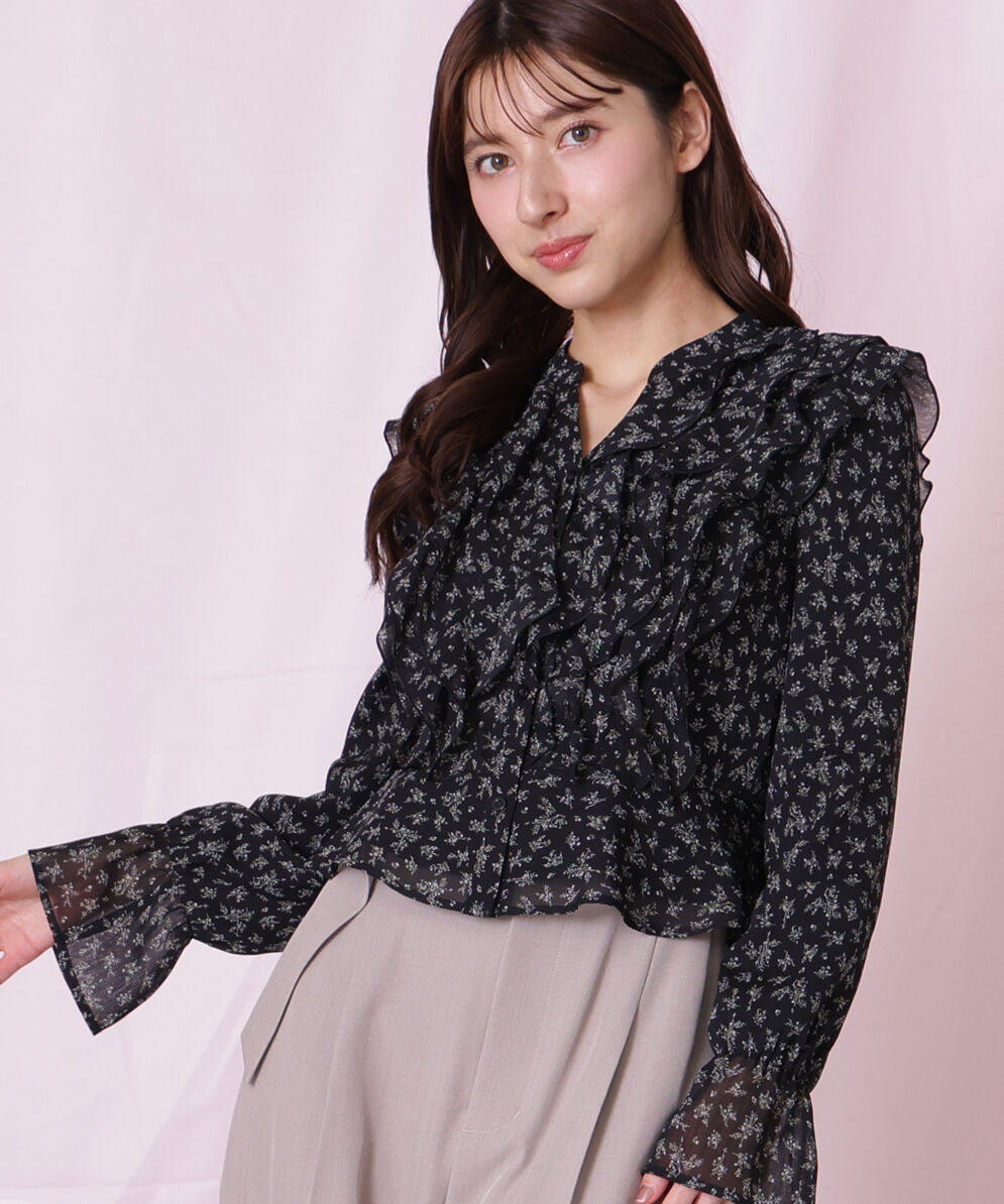  「小花プリントフリルブラウス」|シャツ・ブラウス|
