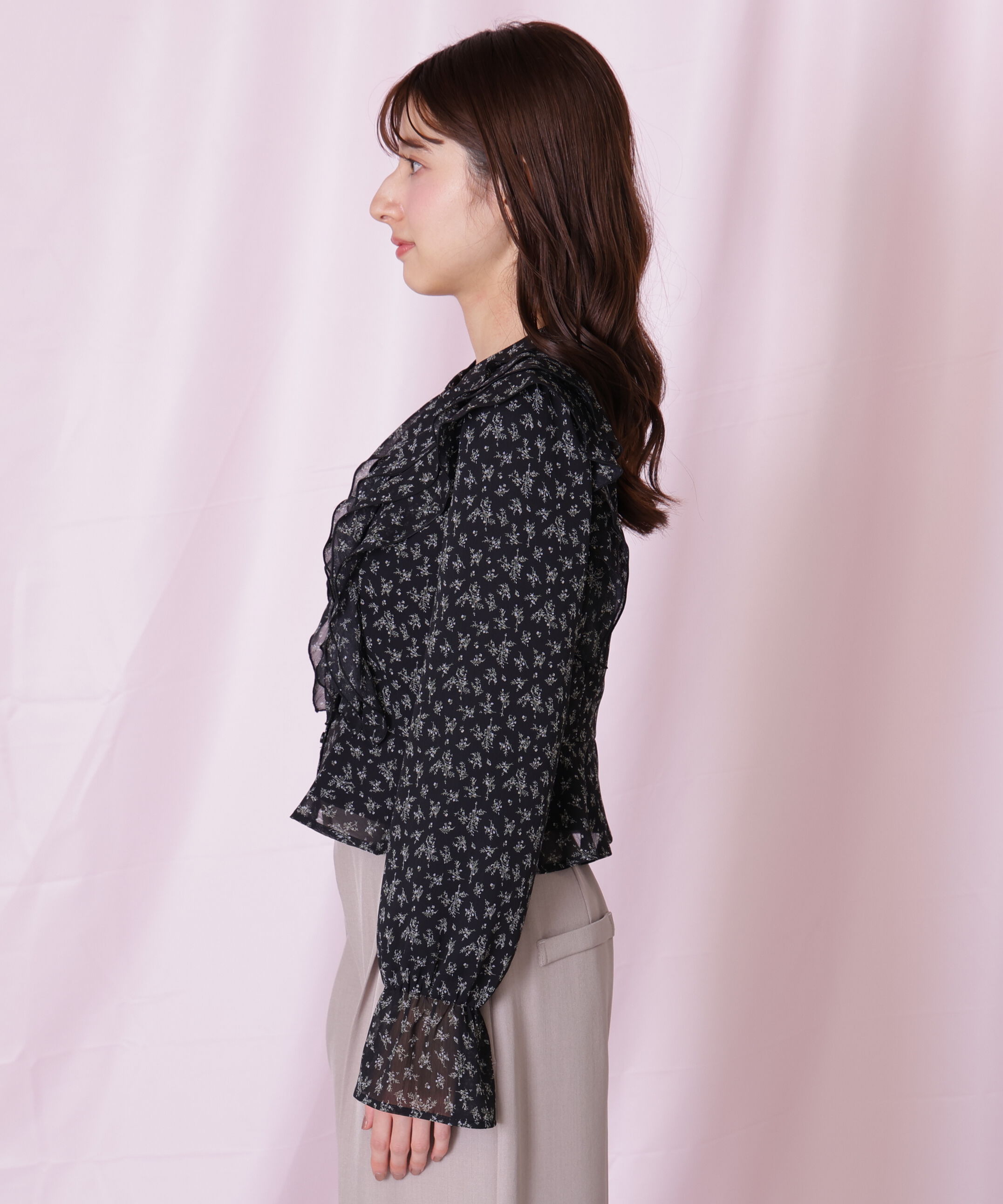  「小花プリントフリルブラウス」|シャツ・ブラウス|