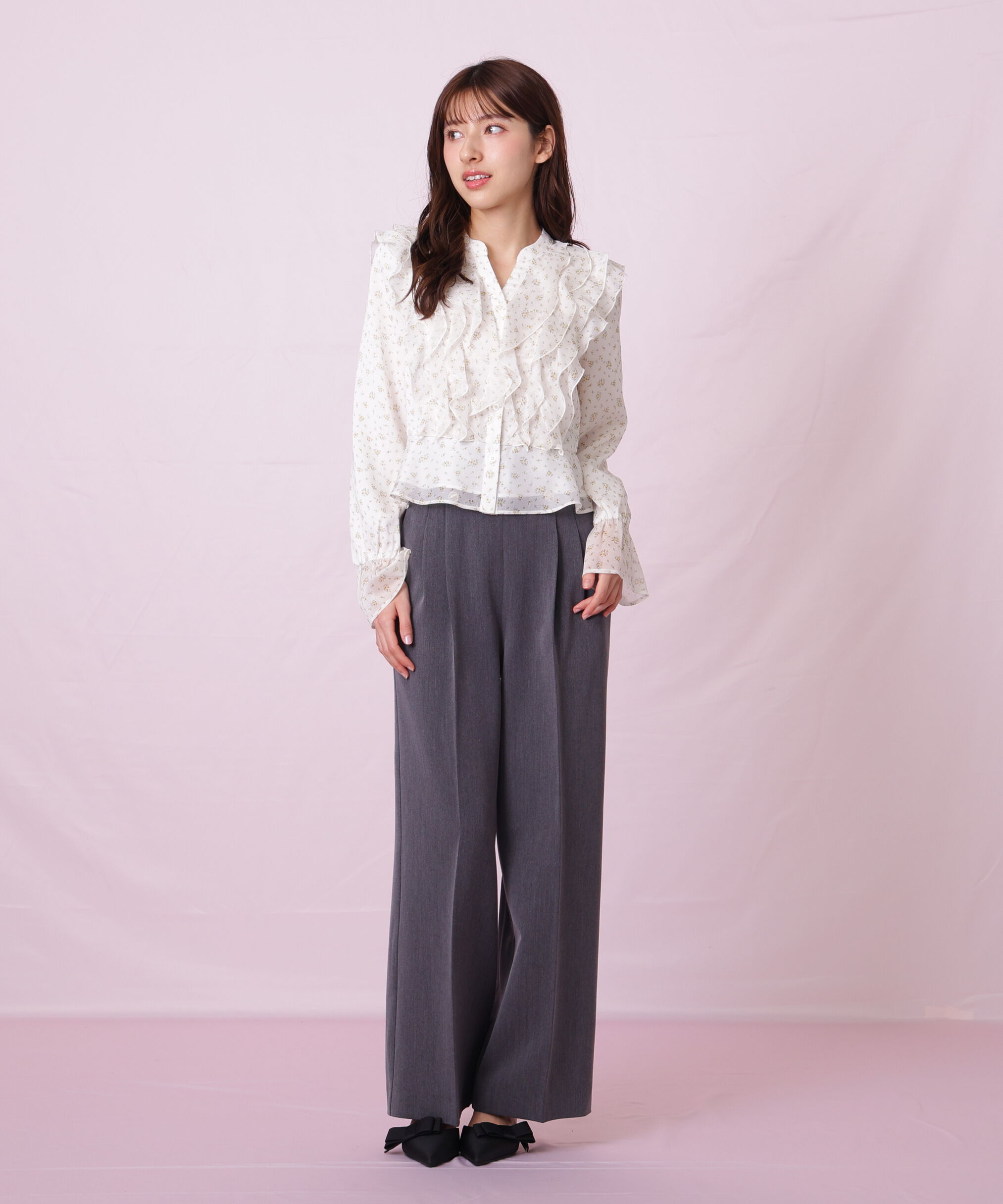  「小花プリントフリルブラウス」|シャツ・ブラウス|