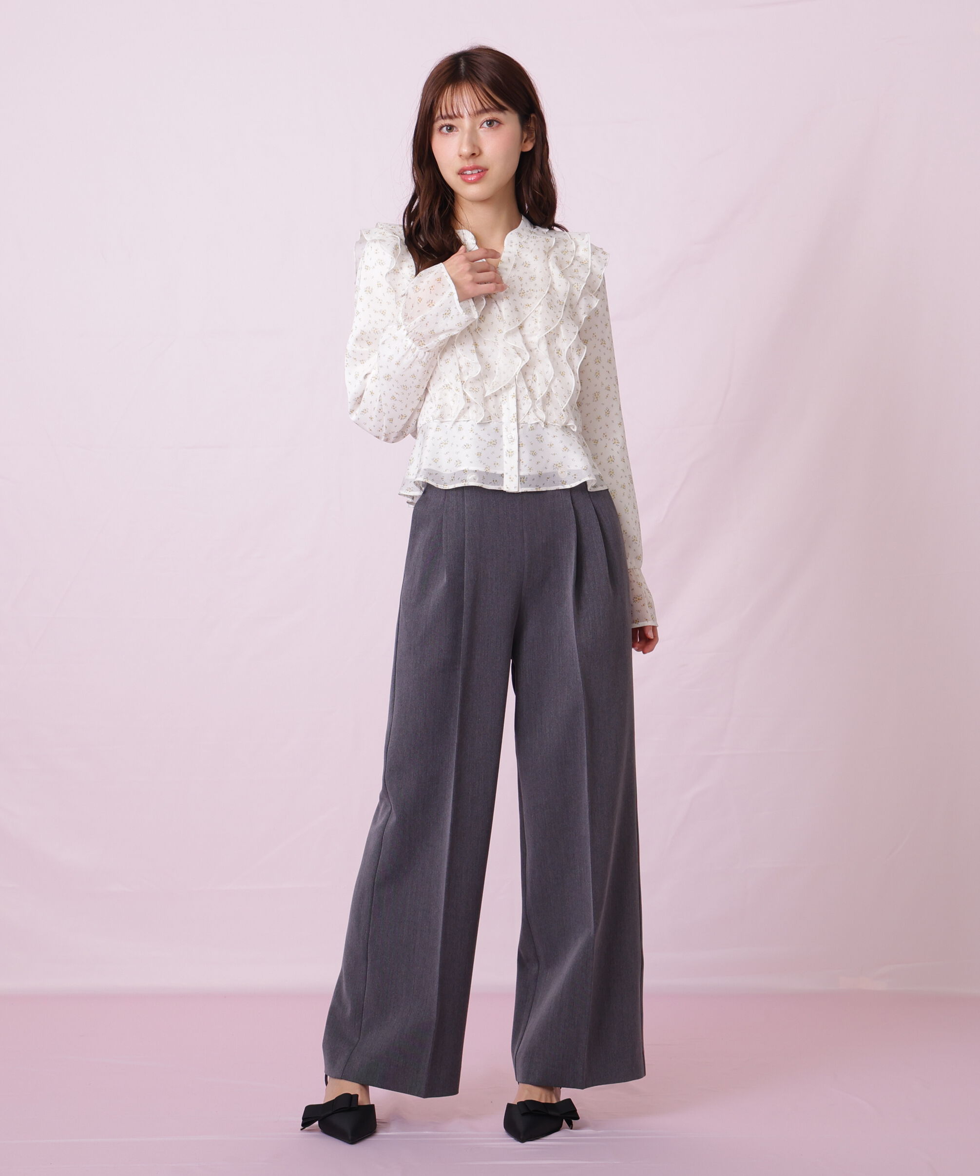  「小花プリントフリルブラウス」|シャツ・ブラウス|