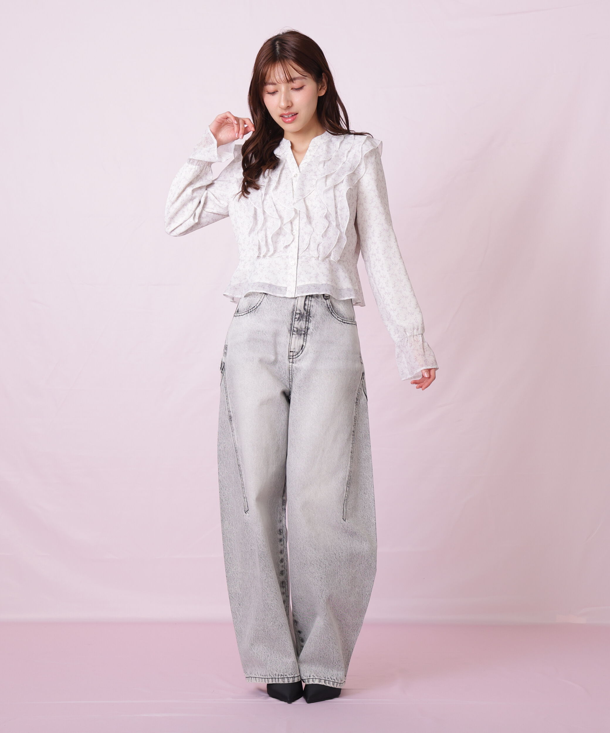  「小花プリントフリルブラウス」|シャツ・ブラウス|