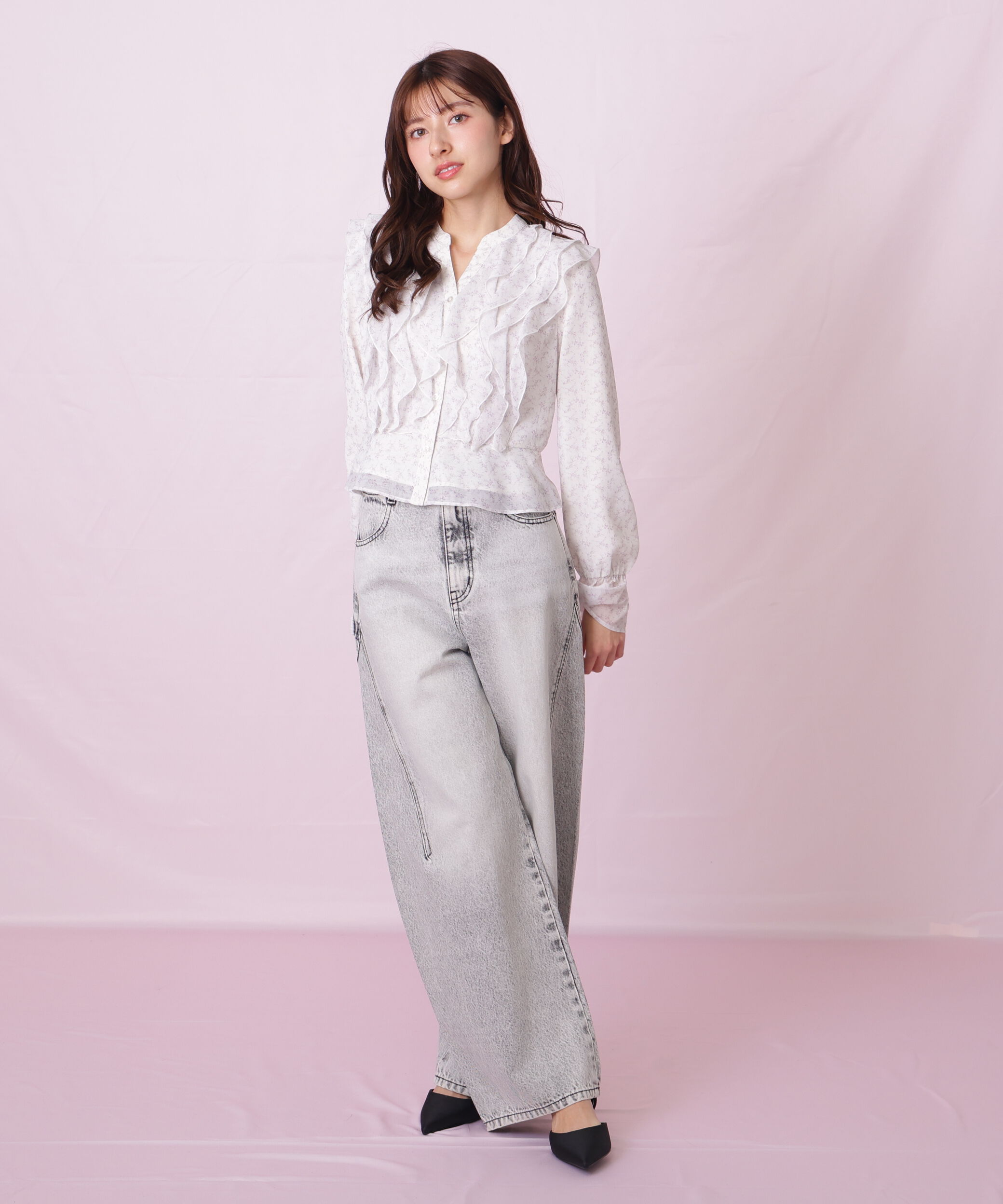  「小花プリントフリルブラウス」|シャツ・ブラウス|