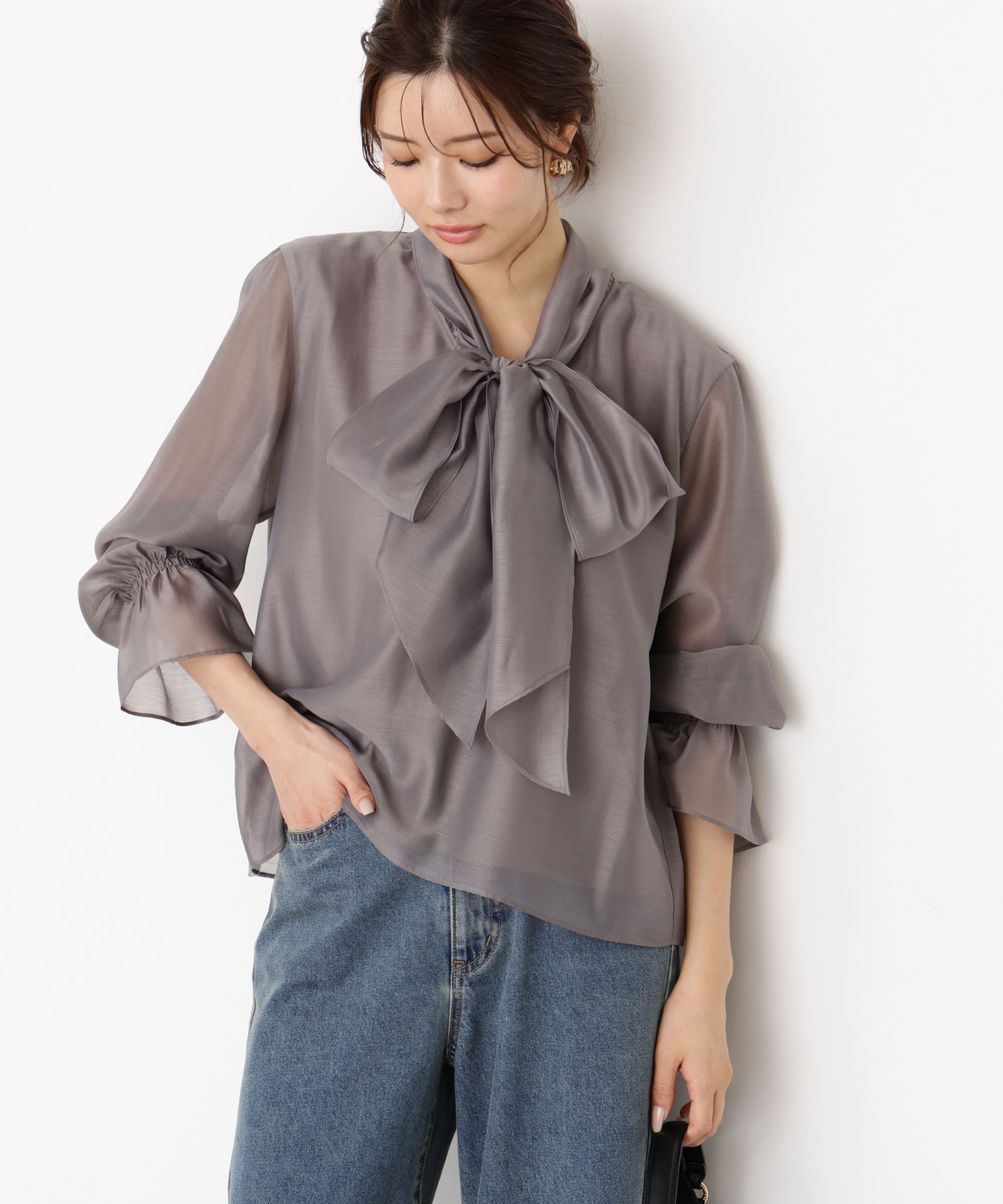 PROPORTION BODY DRESSING「＜ウォッシャブル＞シアーボウタイブラウス 25AW」|シャツ・ブラウス|