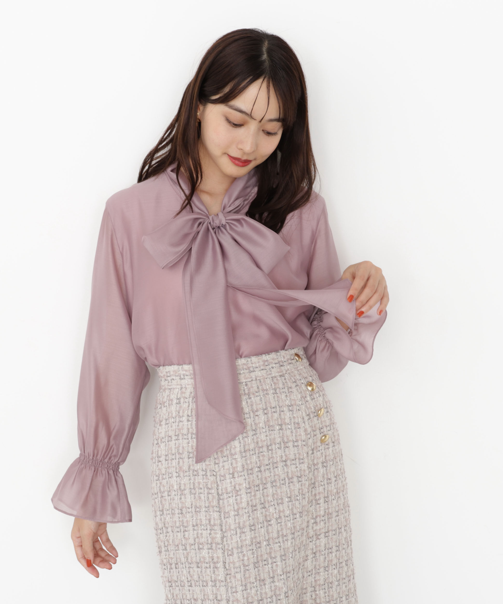 PROPORTION BODY DRESSING「＜ウォッシャブル＞シアーボウタイブラウス 25AW」|シャツ・ブラウス|