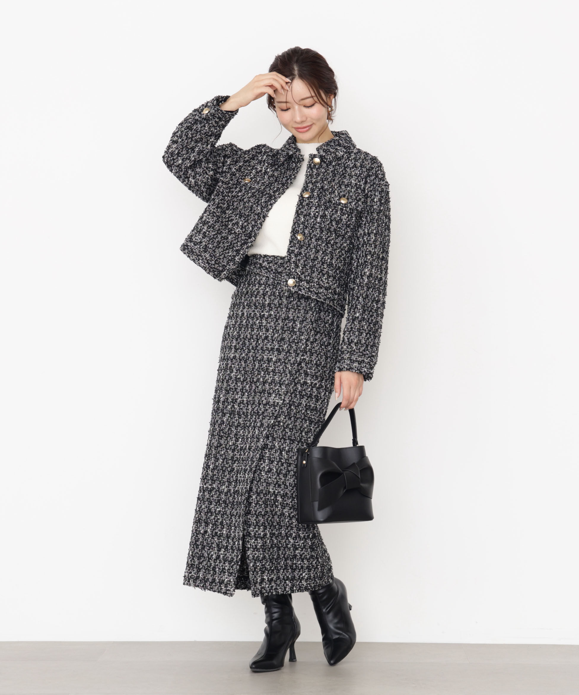 PROPORTION BODY DRESSING「ラメツイードナロースカート 25AW」|スカート|