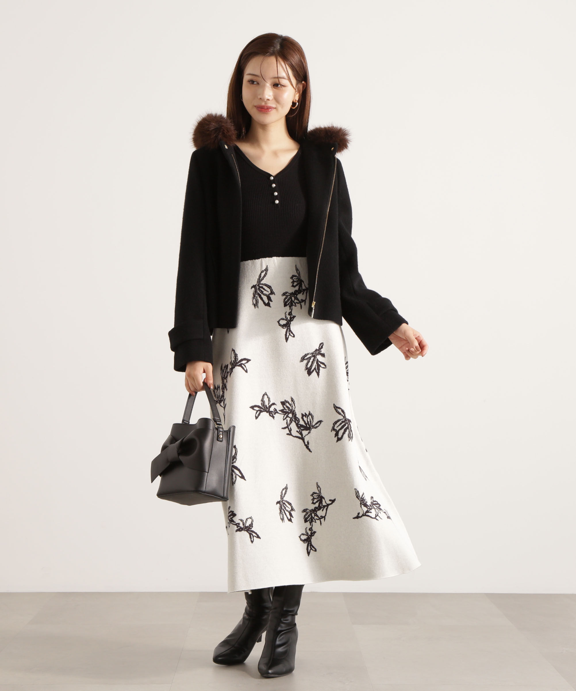 PROPORTION BODY DRESSING「モッサフードフェイクファーショートコート 25AW」|ブルゾン・スタジャン|