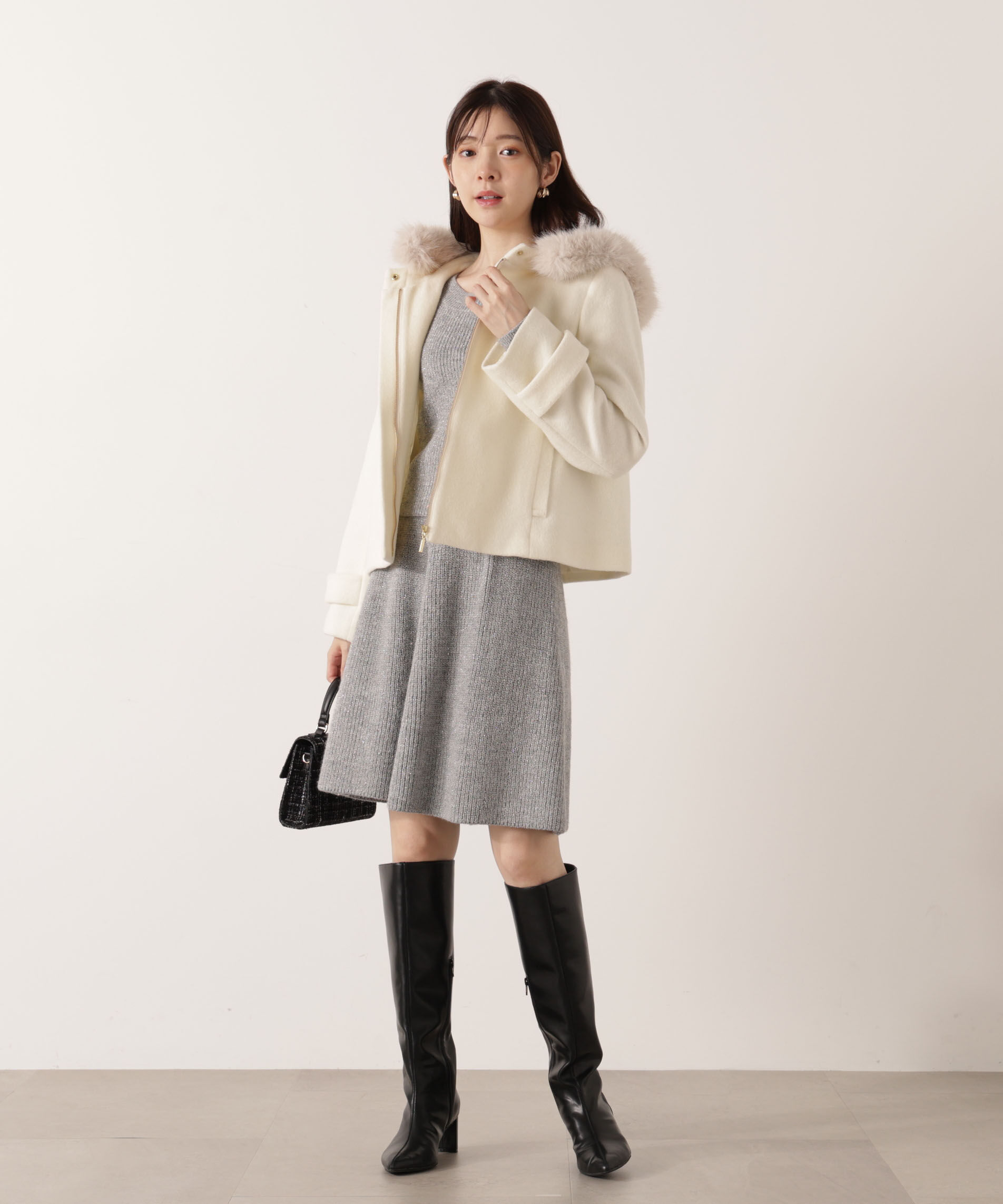 PROPORTION BODY DRESSING「モッサフードフェイクファーショートコート 25AW」|ブルゾン・スタジャン|