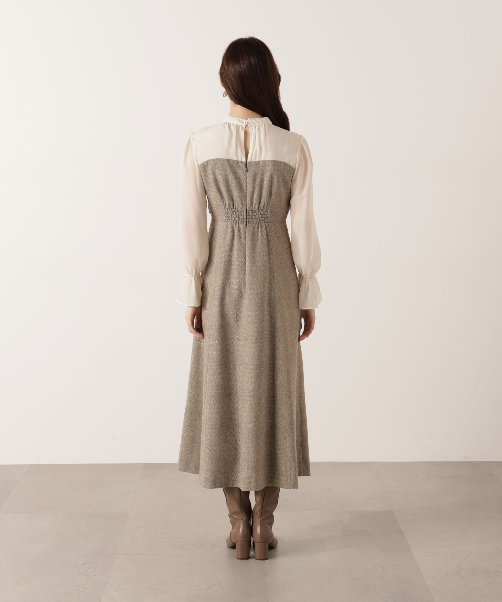 PROPORTION BODY DRESSING「フロントリボンミックスドッキングワンピース 25AW」|ワンピース|