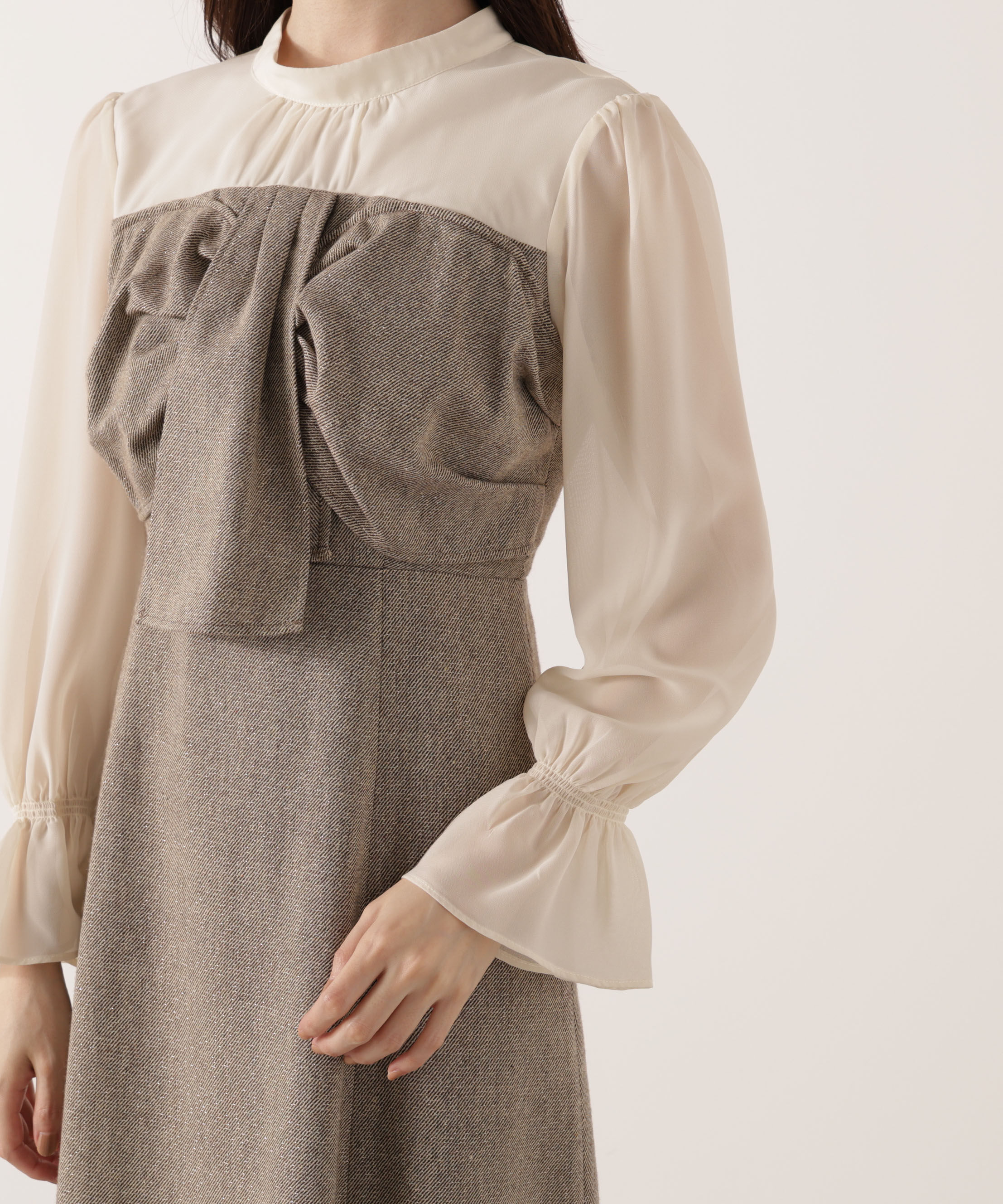 PROPORTION BODY DRESSING「フロントリボンミックスドッキングワンピース 25AW」|ワンピース|