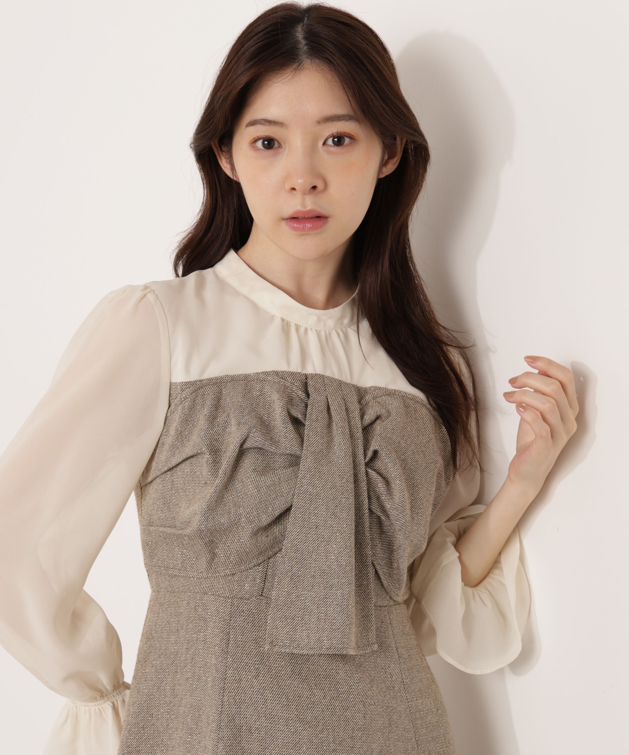 PROPORTION BODY DRESSING「フロントリボンミックスドッキングワンピース 25AW」|ワンピース|