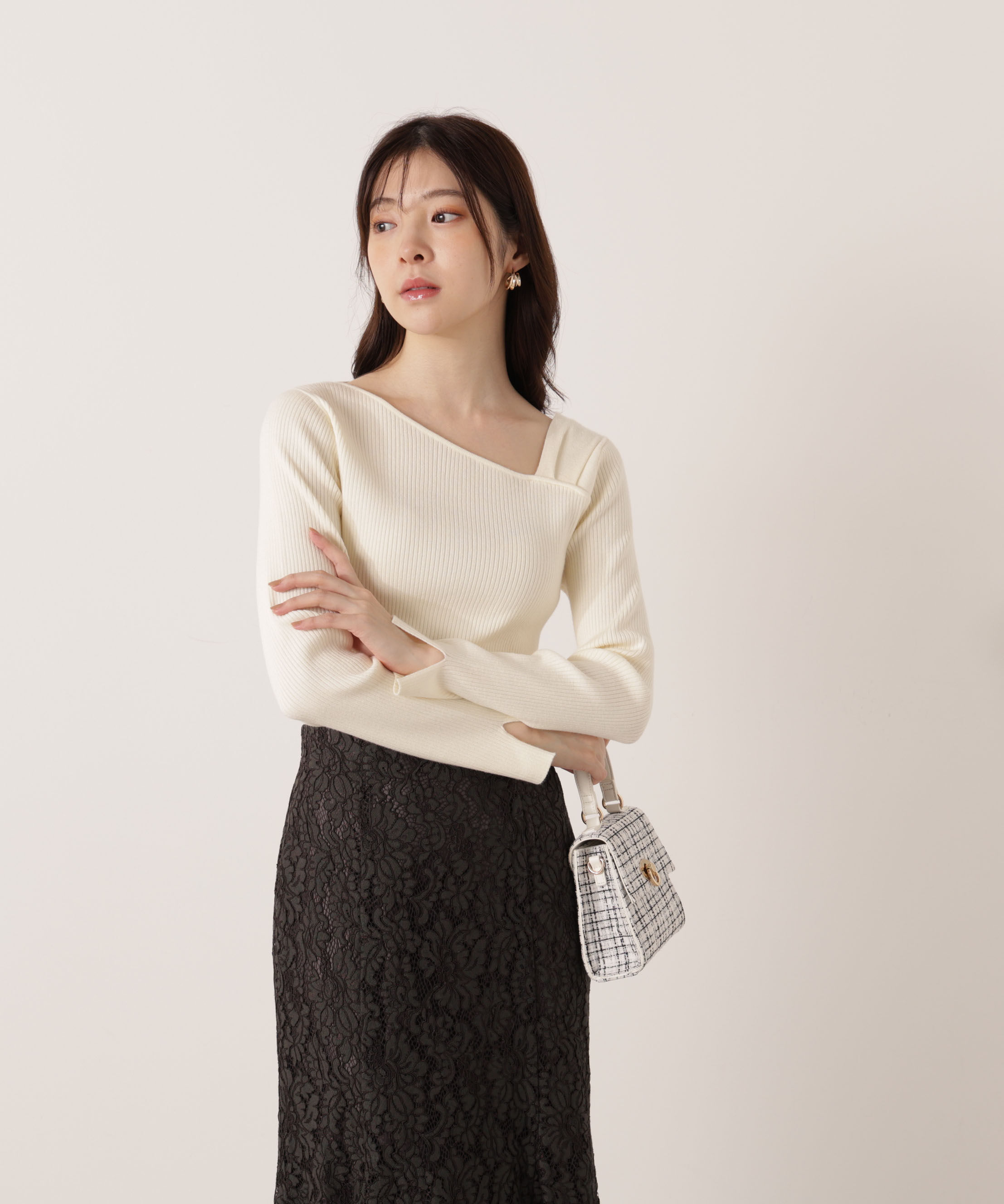 PROPORTION BODY DRESSING「アシメネックリブニット 25AW」|ニット・セーター|