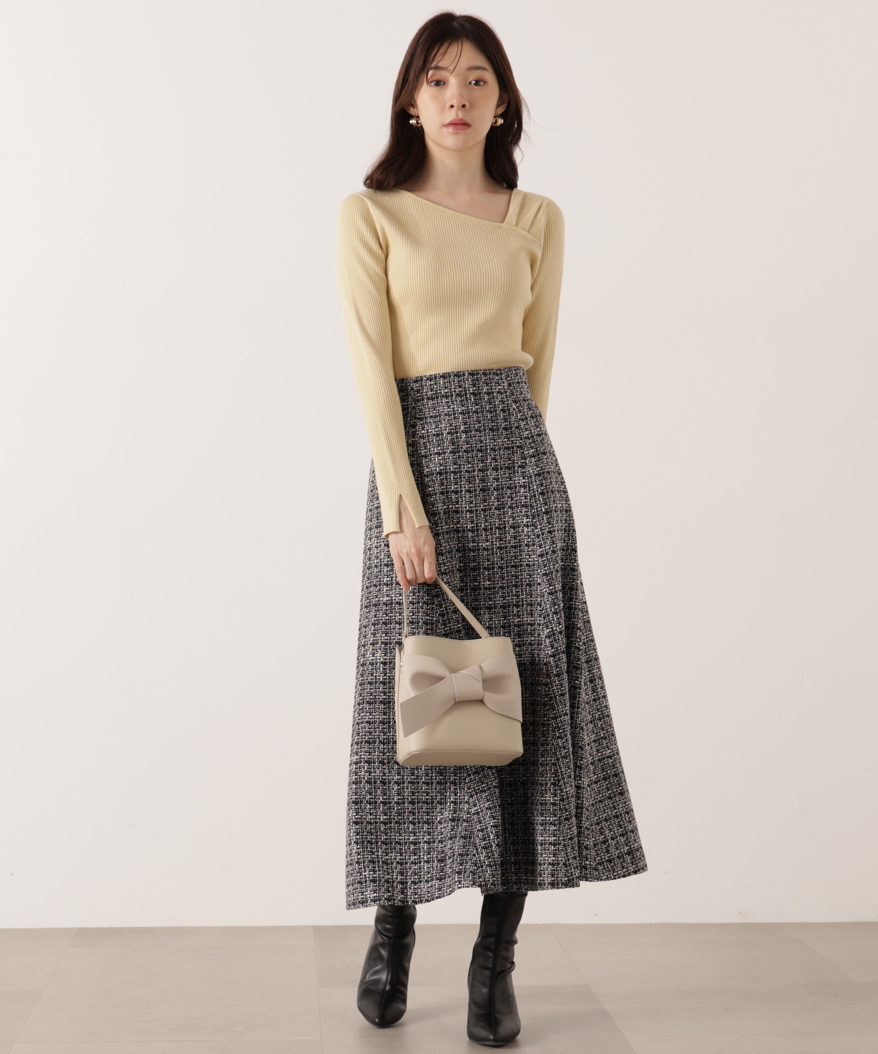 PROPORTION BODY DRESSING「アシメネックリブニット 25AW」|ニット・セーター|