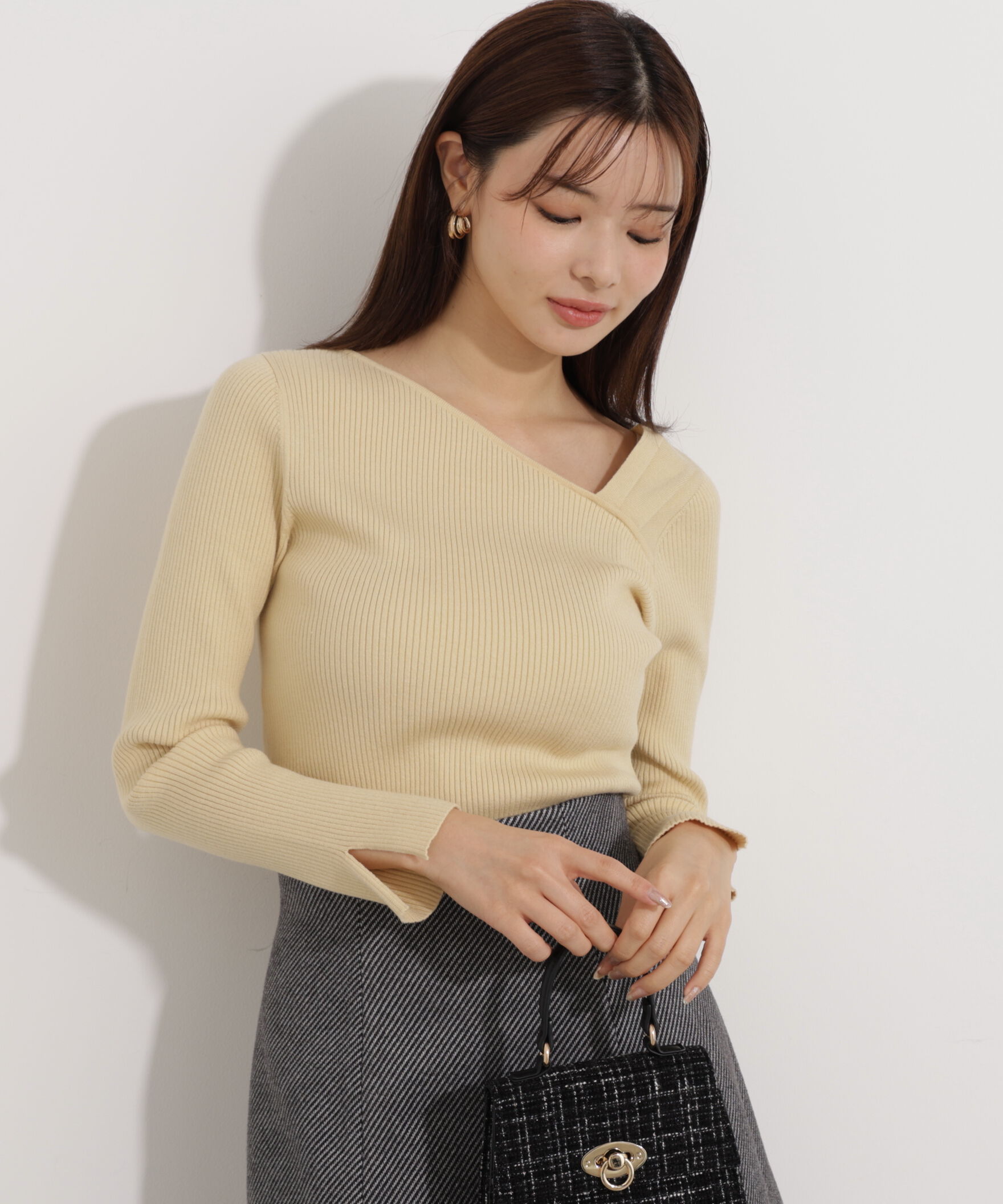 PROPORTION BODY DRESSING「アシメネックリブニット 25AW」|ニット・セーター|