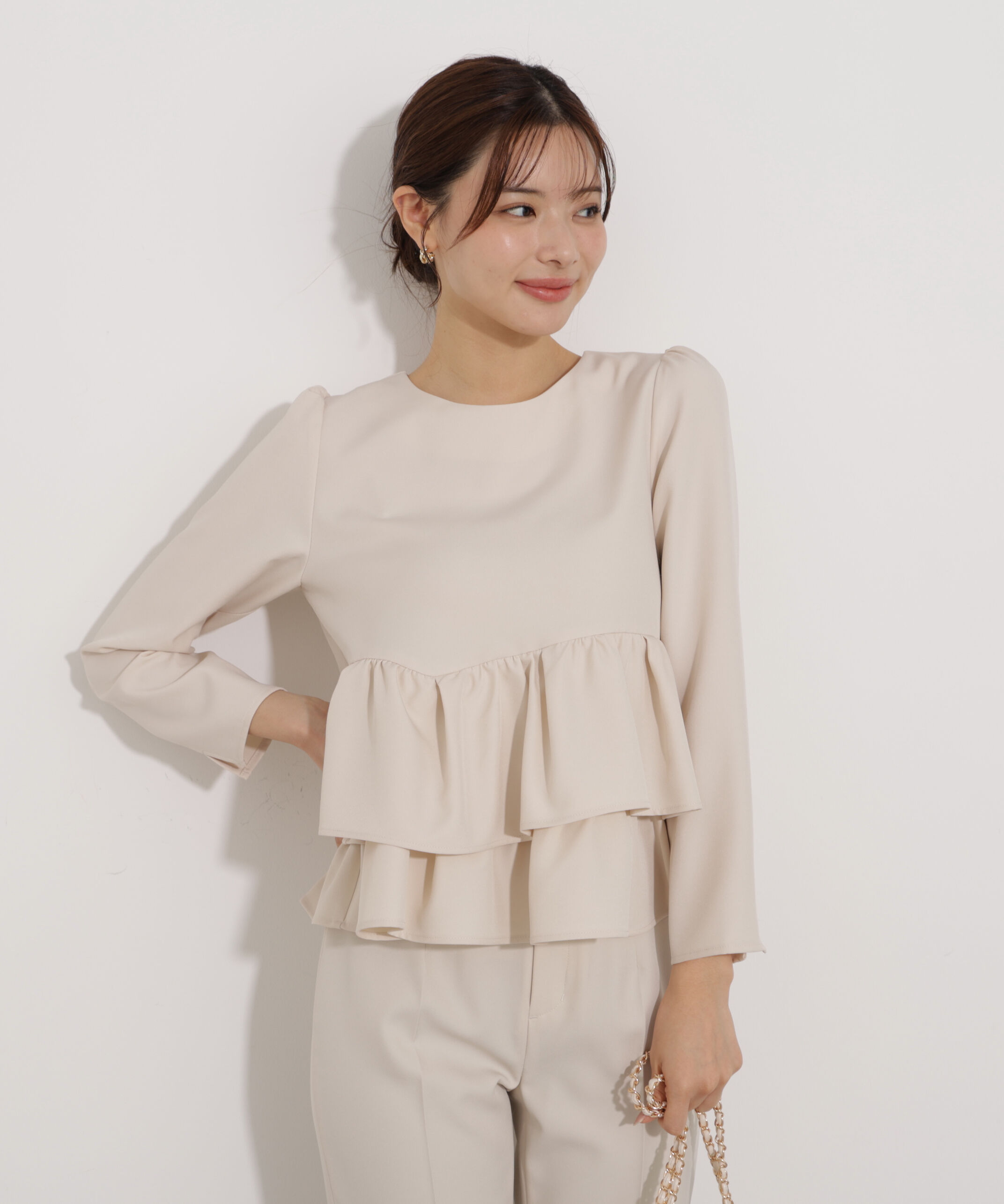 PROPORTION BODY DRESSING「＜ウォッシャブル＞ランダムヘムペプラムブラウス」|シャツ・ブラウス|