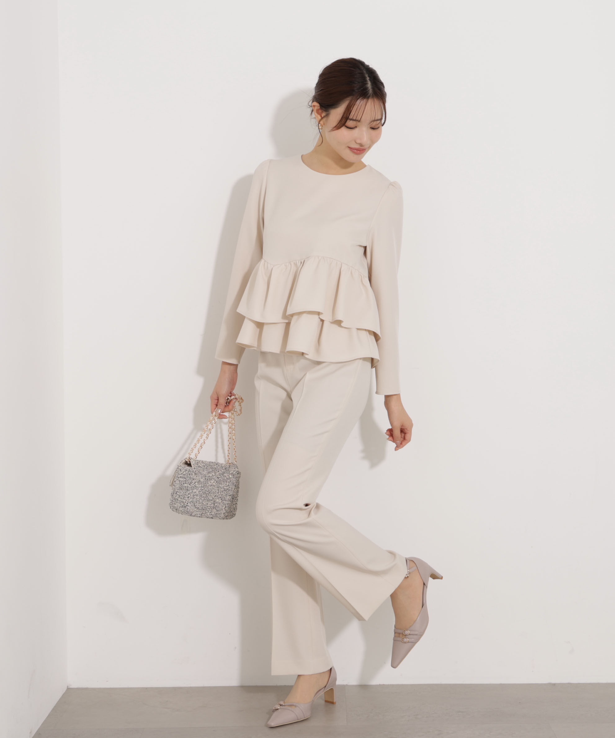 PROPORTION BODY DRESSING「＜ウォッシャブル＞ランダムヘムペプラムブラウス」|シャツ・ブラウス|