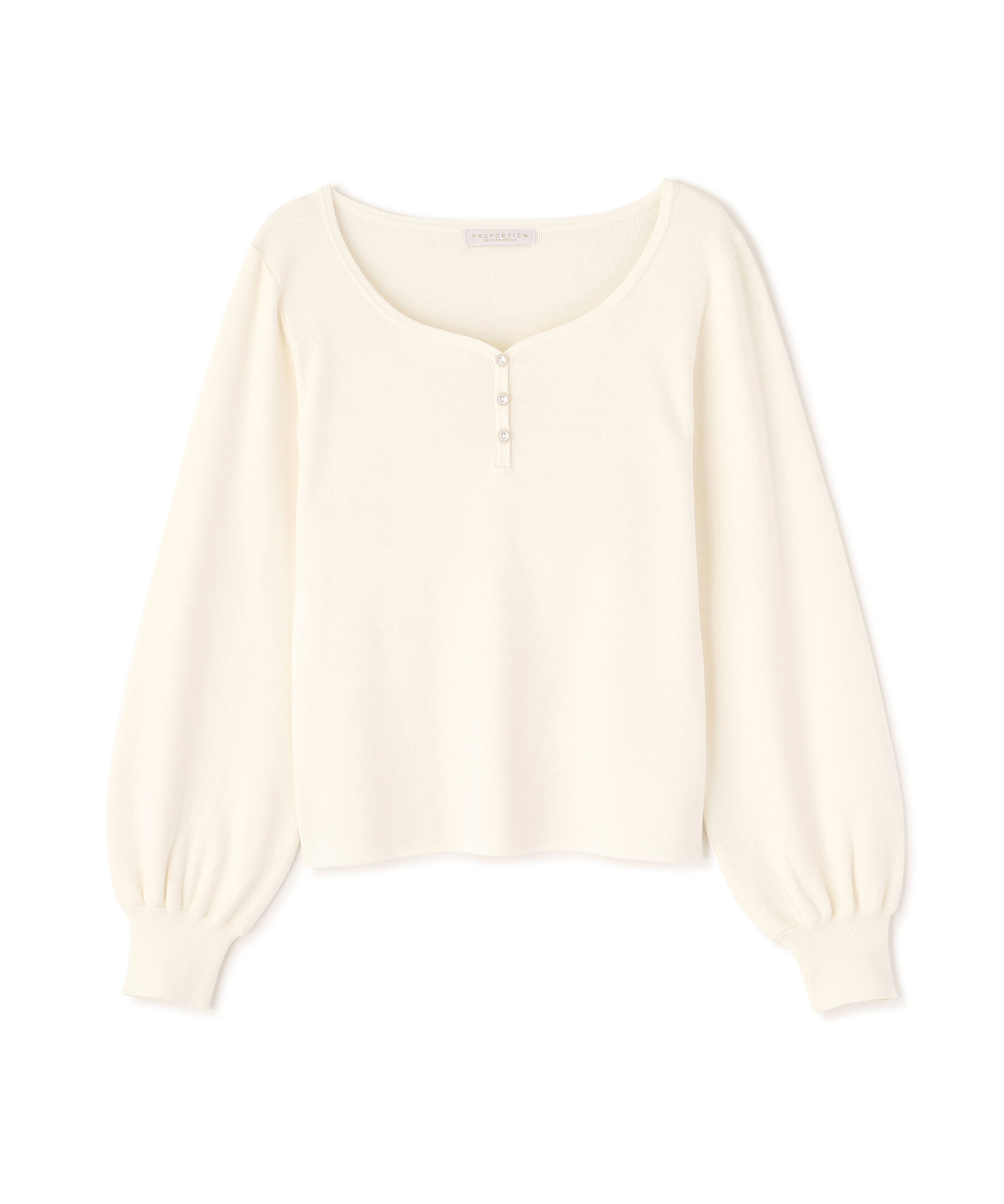 PROPORTION BODY DRESSING「＜ウォッシャブル/UV＞釦付きハートネック総針ニット」|ニット・セーター|