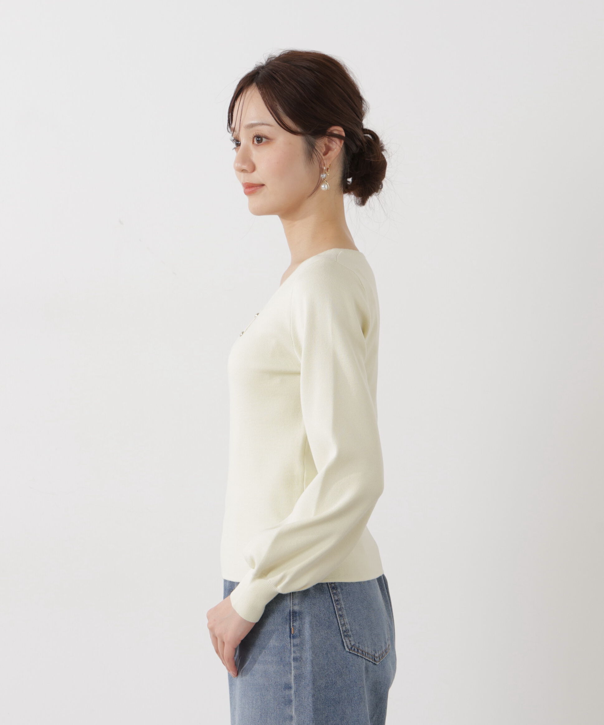 PROPORTION BODY DRESSING「＜ウォッシャブル/UV＞釦付きハートネック総針ニット」|ニット・セーター|